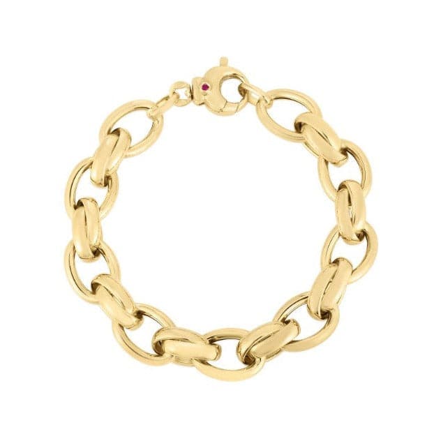 Roberto Coin Bracelet Roberto Coin 18K Yellow Gold Oval Alternating Link Bracelet