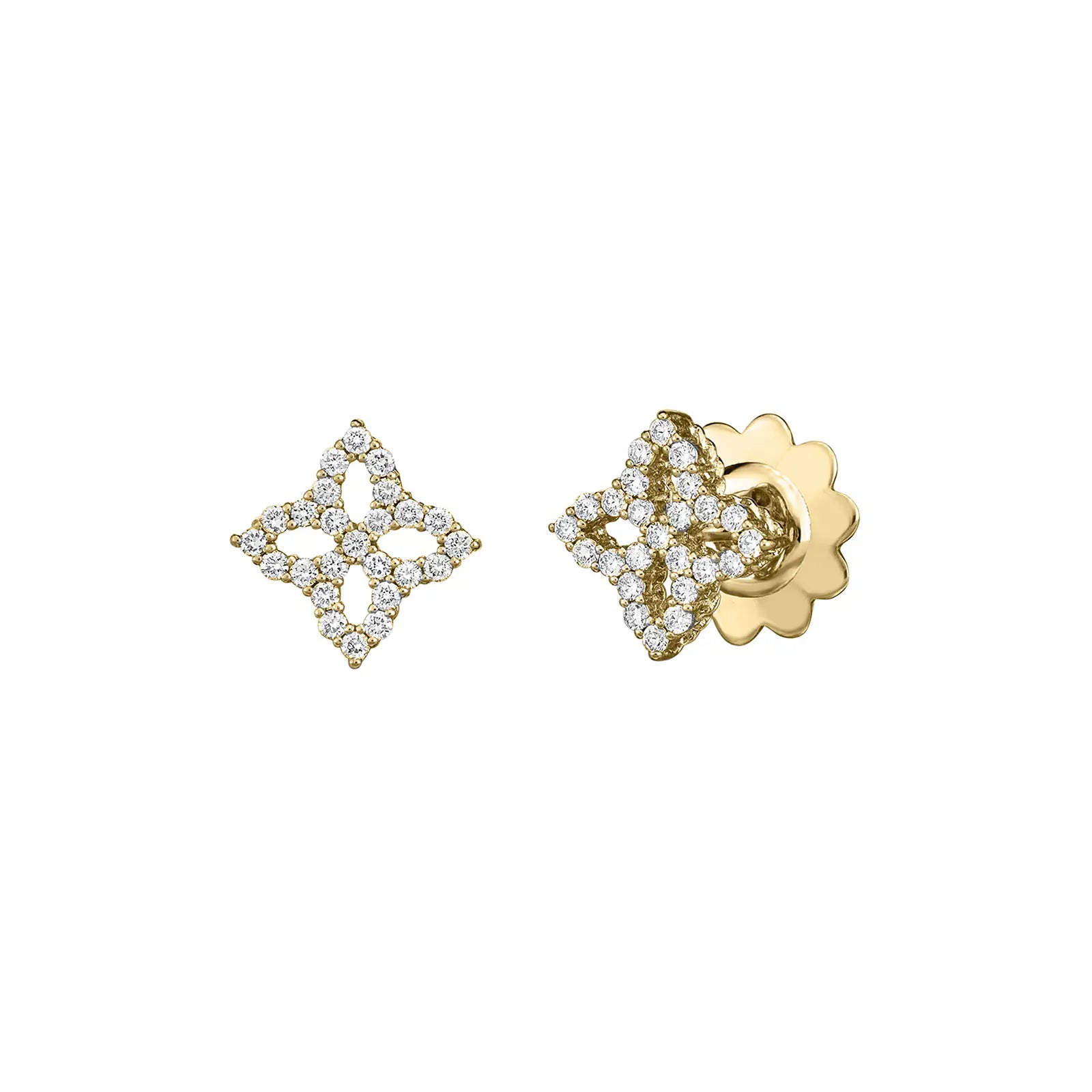 Roberto Coin Earrings Roberto Coin 18K Yellow Gold Princess Flower Diamond Stud Earrings