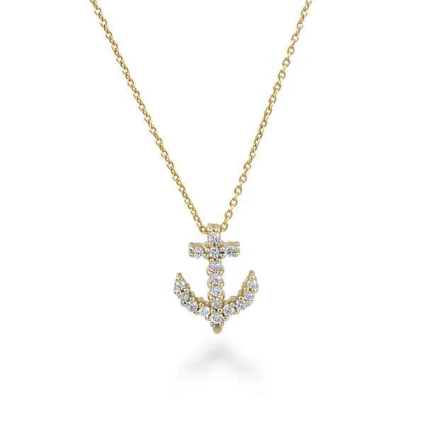 Roberto Coin Necklaces and Pendants Roberto Coin 18k Yellow Gold Tiny Treasures Diamond Anchor Necklace