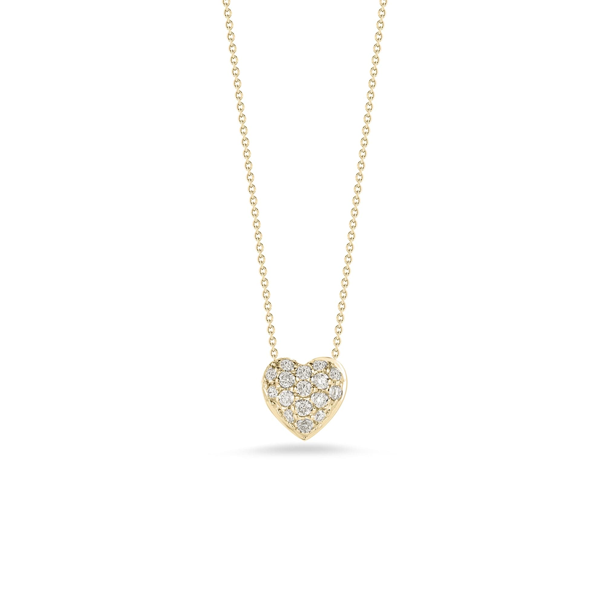 Roberto Coin Necklaces and Pendants Roberto Coin 18k Yellow Gold Tiny Treasures Diamond Puffed Heart Necklace