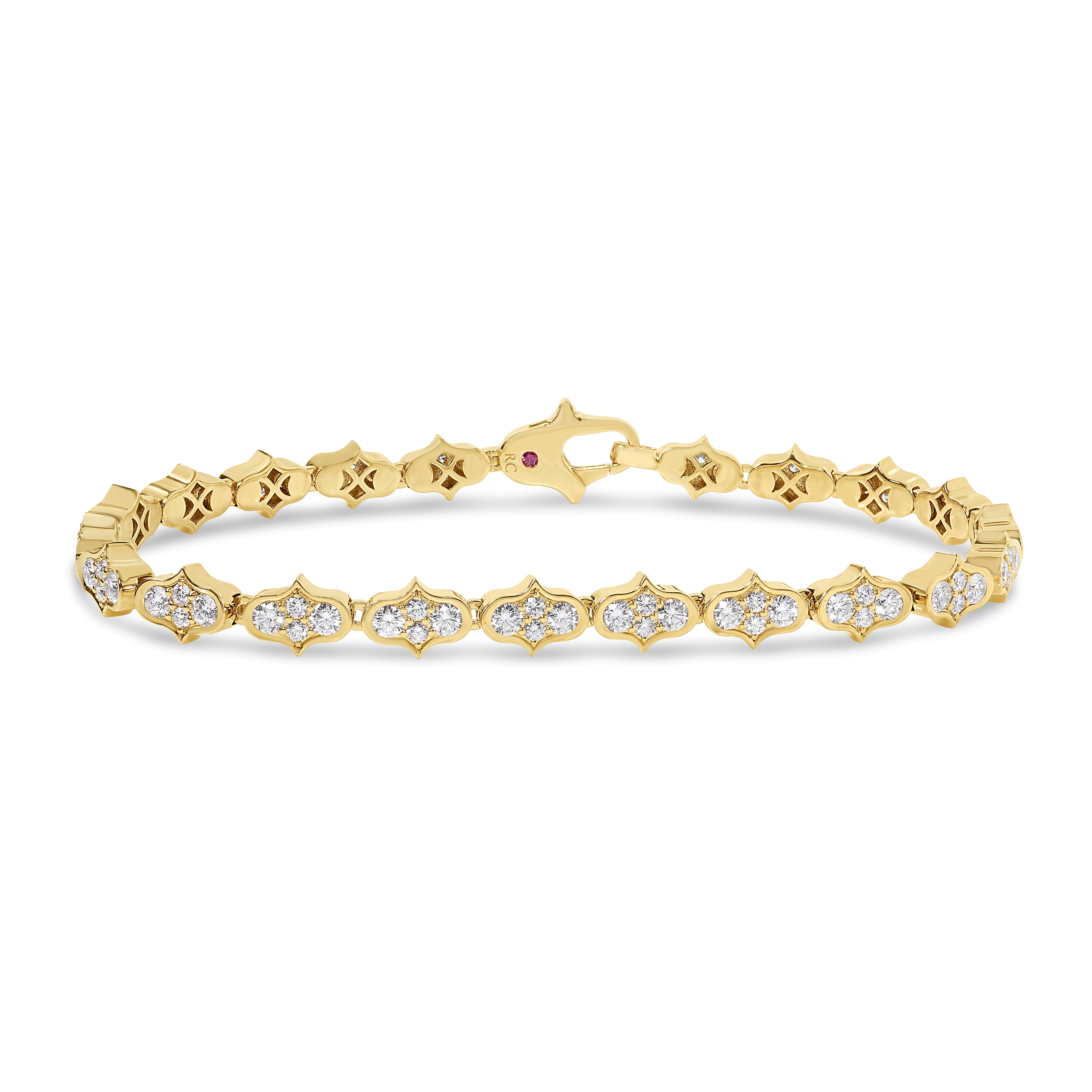 Roberto Coin Bracelet Roberto Coin Cobra 18K Yellow Gold Pavé Diamond Single Row Bracelet - 2.30ctw