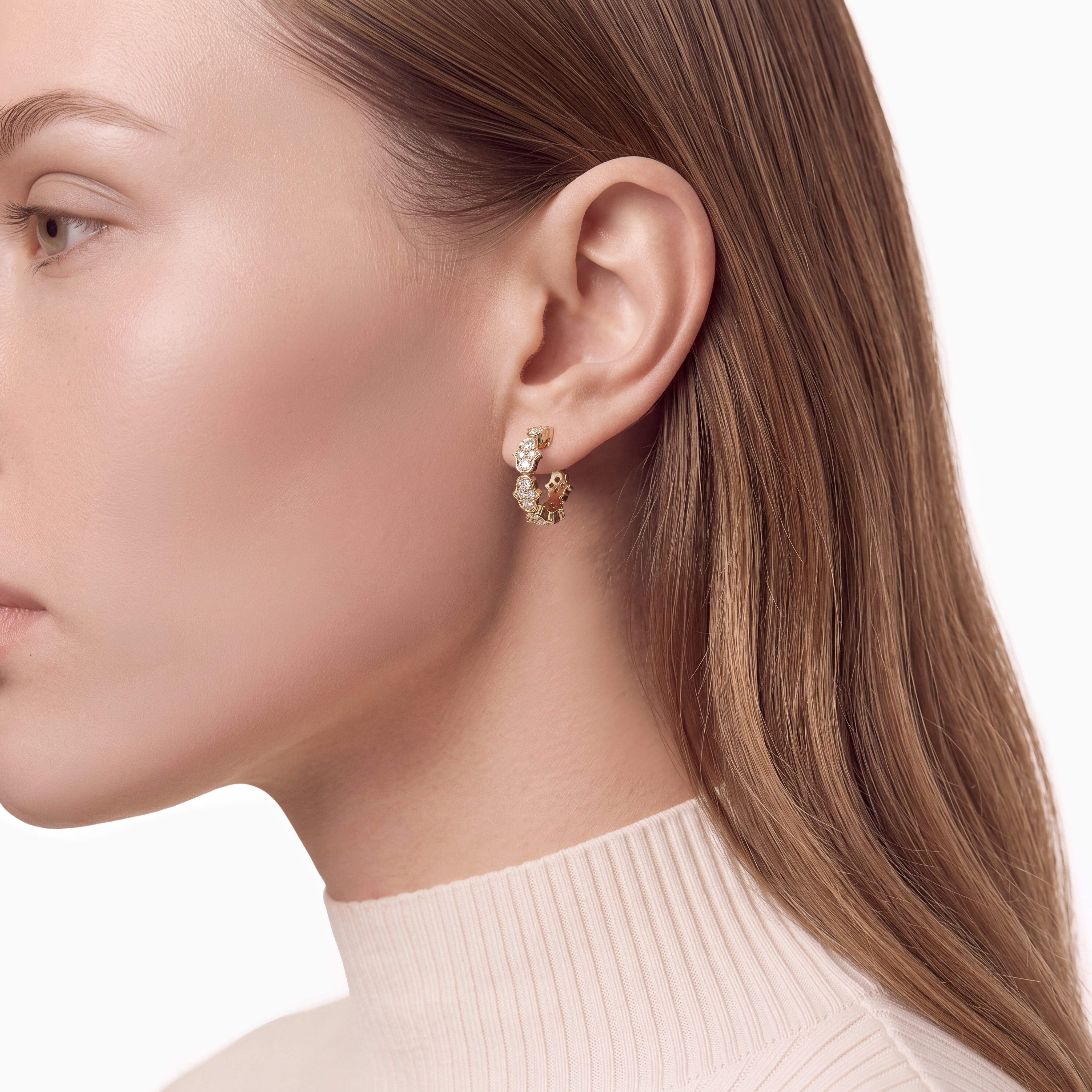 Roberto Coin Earrings Roberto Coin Cobra 18K Yellow Gold Pavé Diamond Single Row Hoop Earrings - 1.88ctw