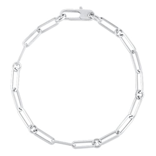 Roberto Coin Bracelet Roberto Coin Designer Gold 18K White Gold Thin Paperclip Link Bracelet