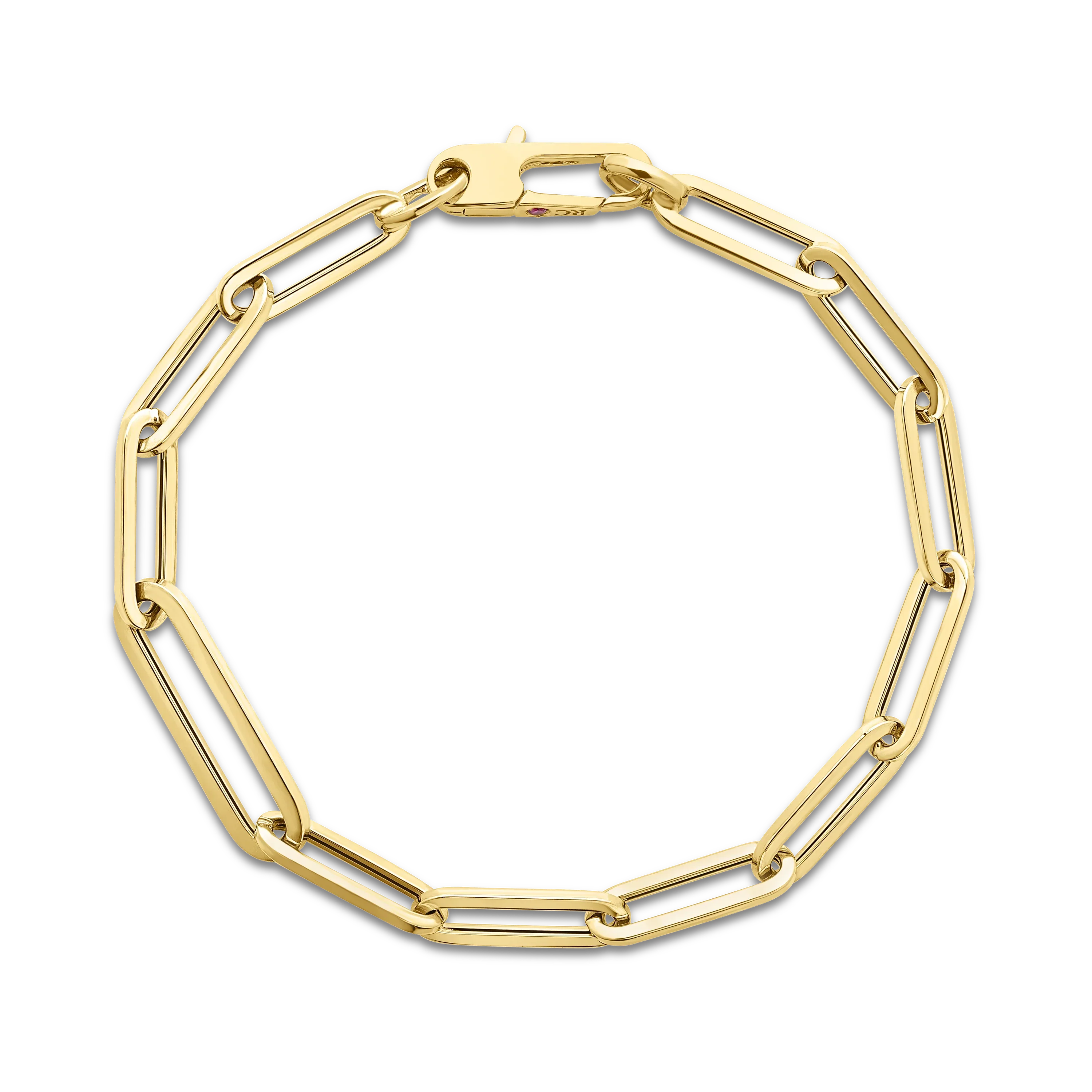 Roberto Coin Bracelet Roberto Coin Designer Gold 18K Yellow Gold Alternating Paperclip Link Bracelet, 8"