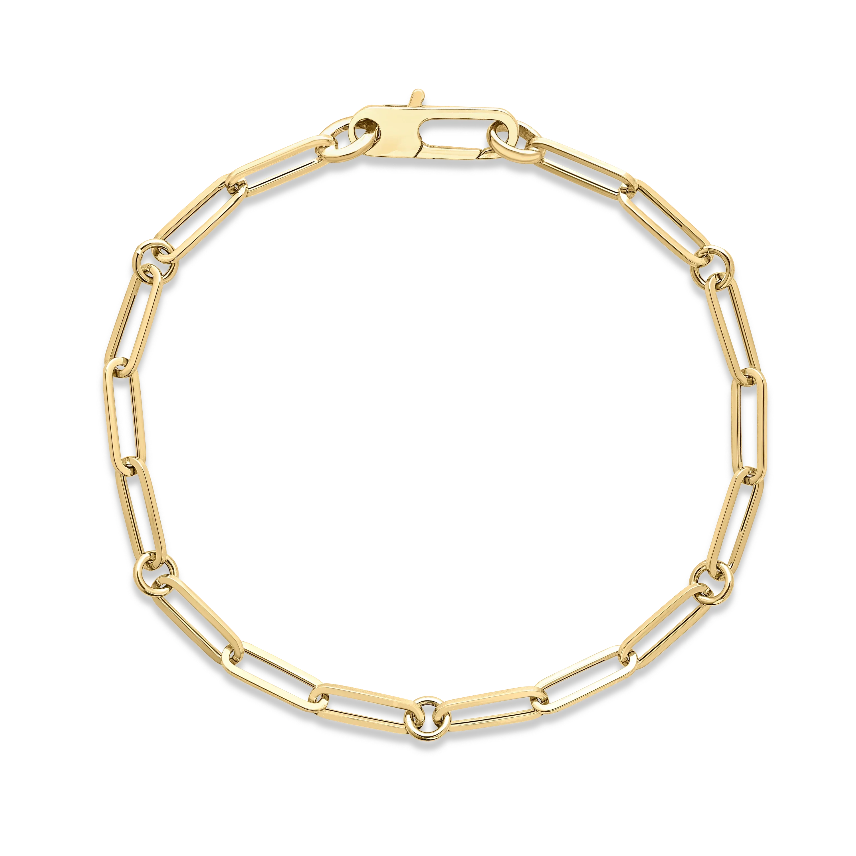 Roberto Coin Bracelet Roberto Coin Designer Gold 18K Yellow Gold Paperclip and Round Link Bracelet, 7"