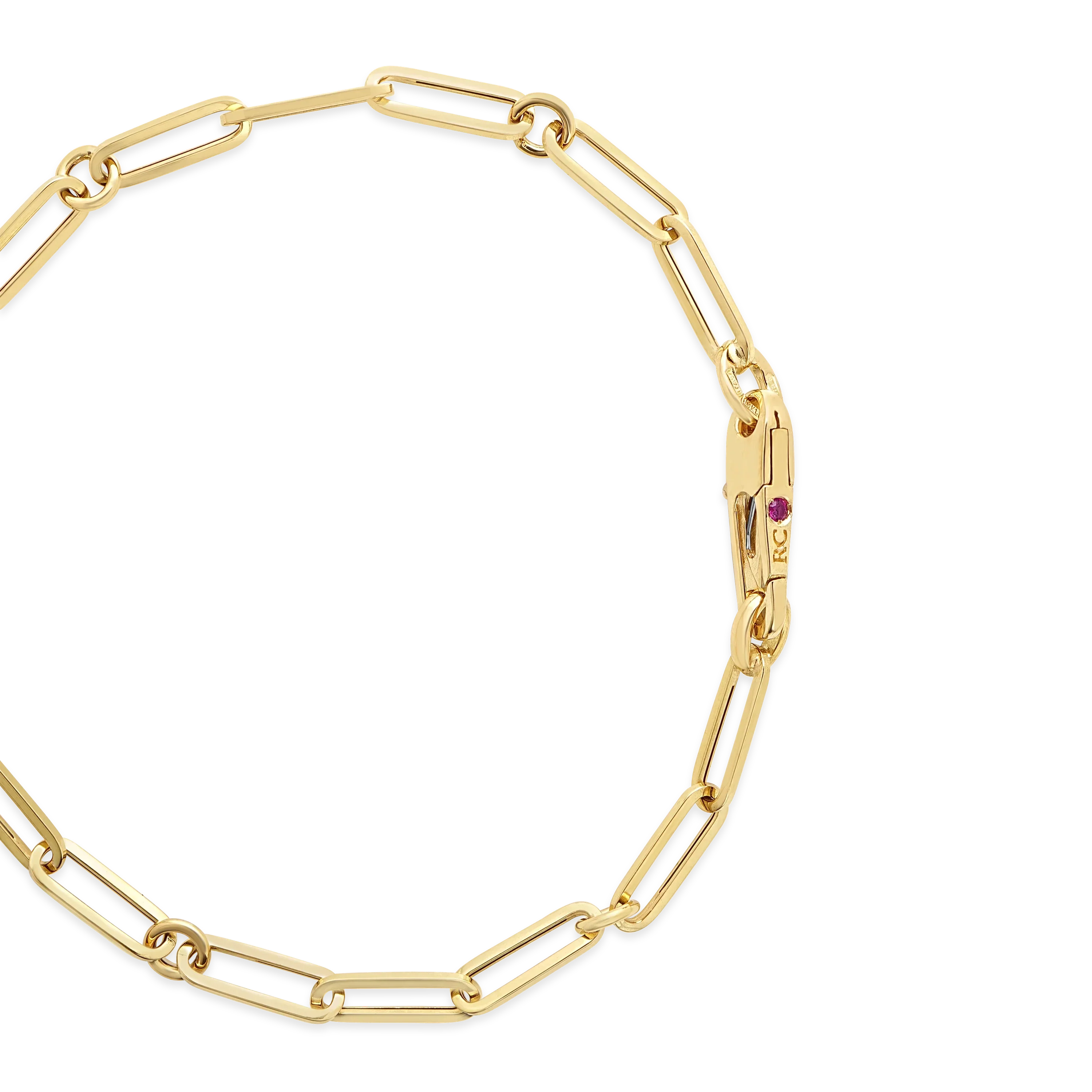 Roberto Coin Bracelet Roberto Coin Designer Gold 18K Yellow Gold Paperclip and Round Link Bracelet, 7"
