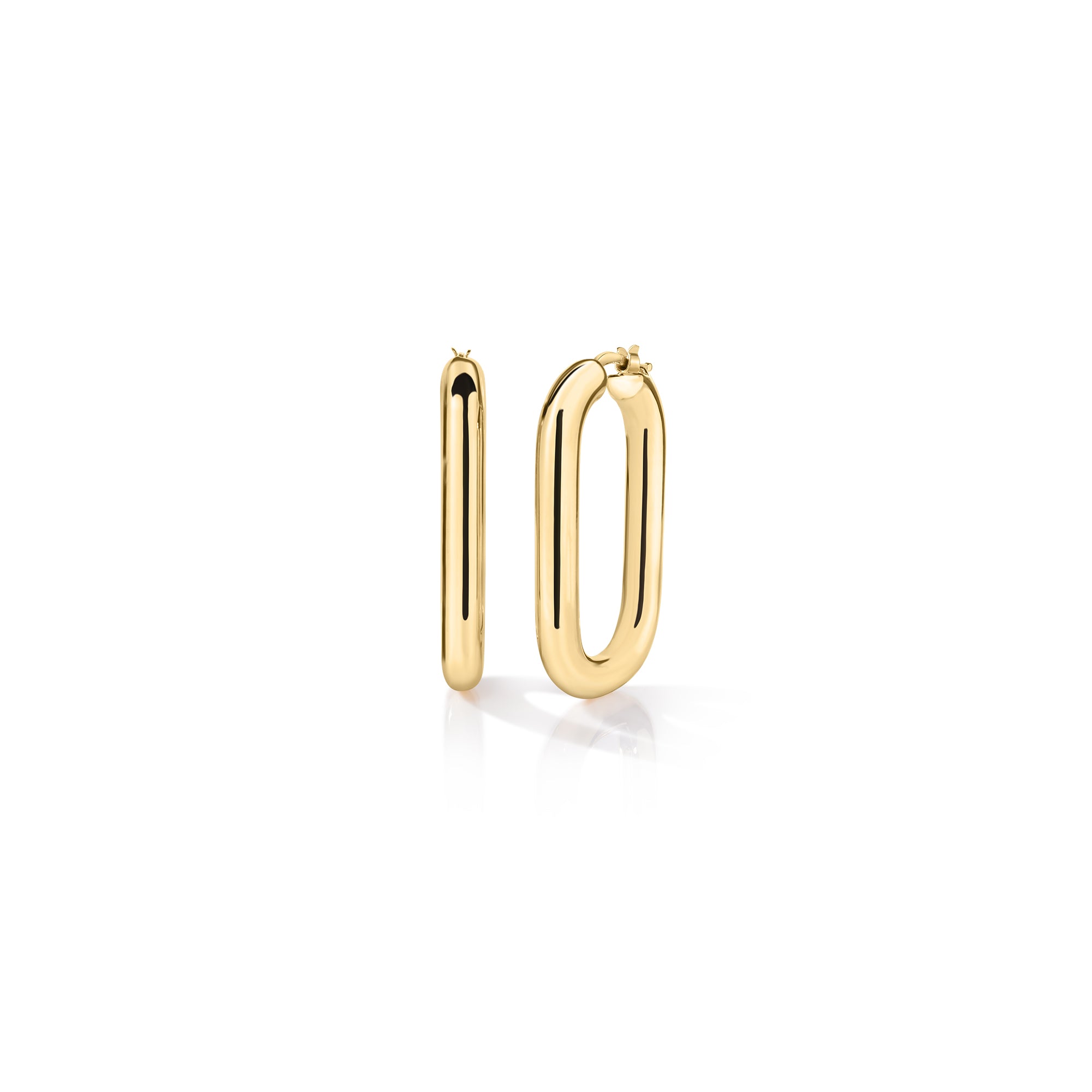 Roberto Coin Earrings Roberto Coin Designer Gold 18K Yellow Gold Rounded Rectangle Hoop Earrings