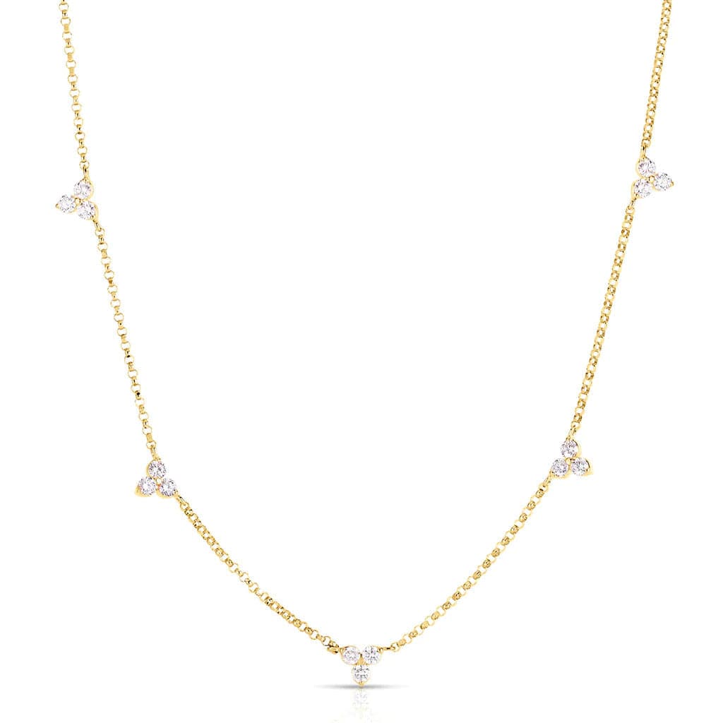 Roberto Coin Necklaces and Pendants Roberto Coin Diamond Flower 18K Yellow Gold Diamond Station Necklace