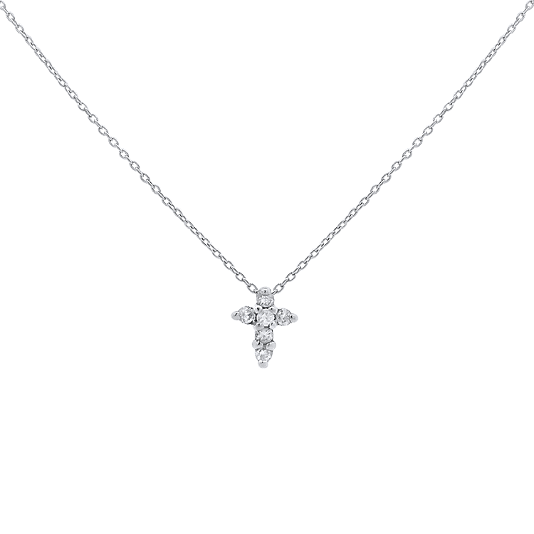Roberto Coin Necklaces and Pendants Roberto Coin Estate 18k White Gold Tiny Treasures Diamond Baby Cross Pendant Necklace