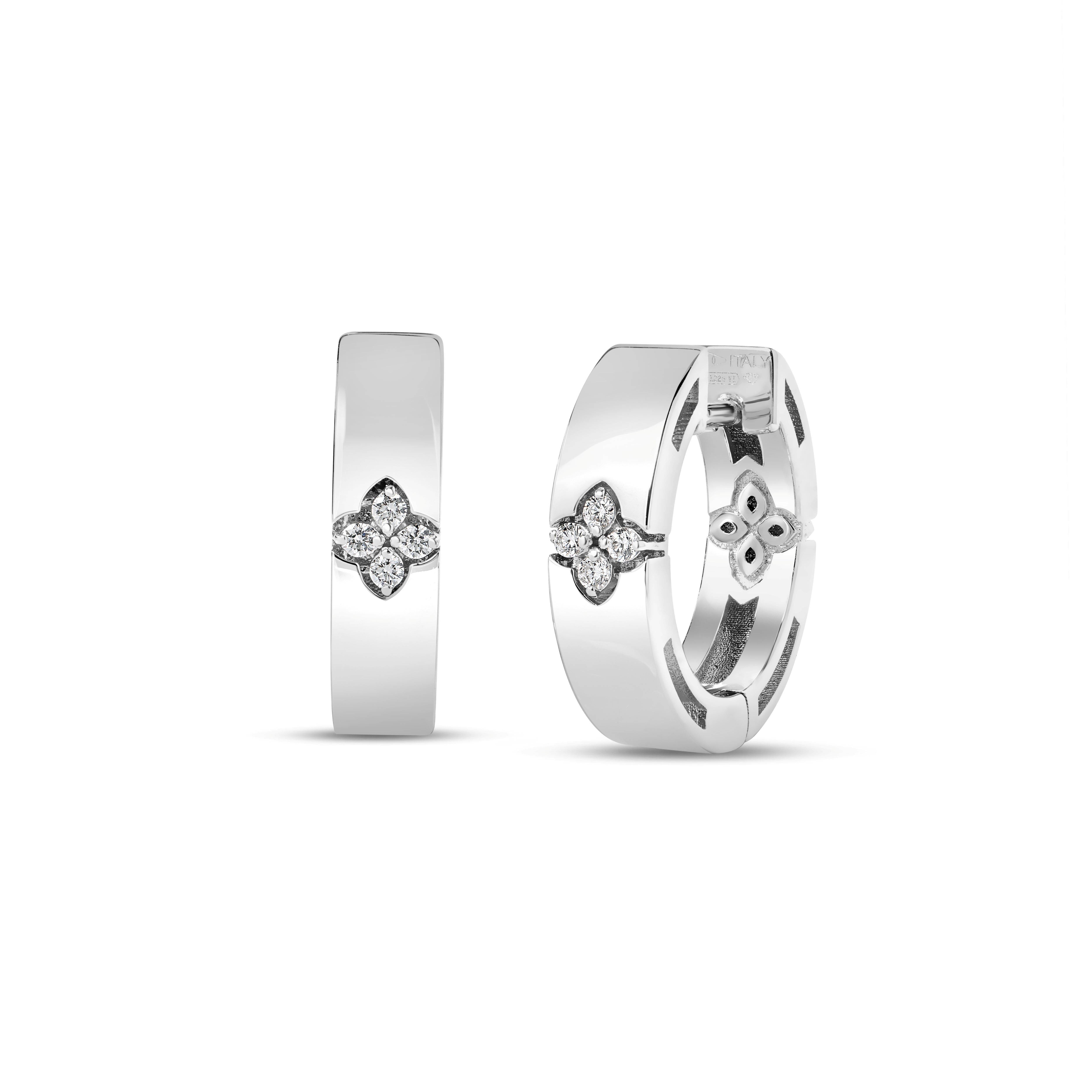 Roberto Coin Earrings Roberto Coin Love in Verona 18K White Gold Diamond Huggie Hoop Earrings