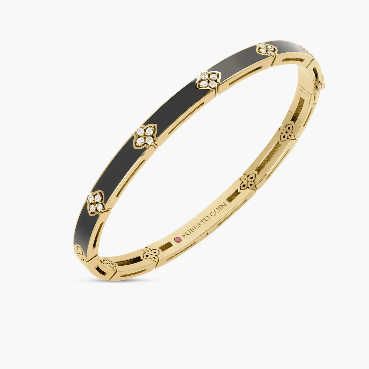Roberto Coin Bracelet Roberto Coin Love in Verona 18k Yellow Gold Black Enamel Diamond Bangle Bracelet