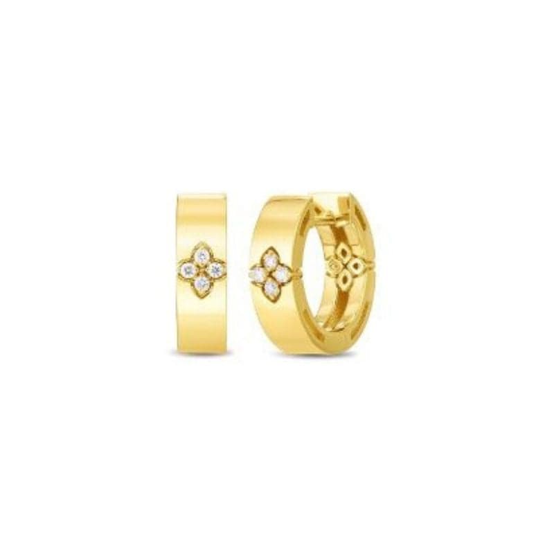 Roberto Coin Earring Roberto Coin Love in Verona 18K Yellow Gold Diamond Accent Small Hoop Earrings
