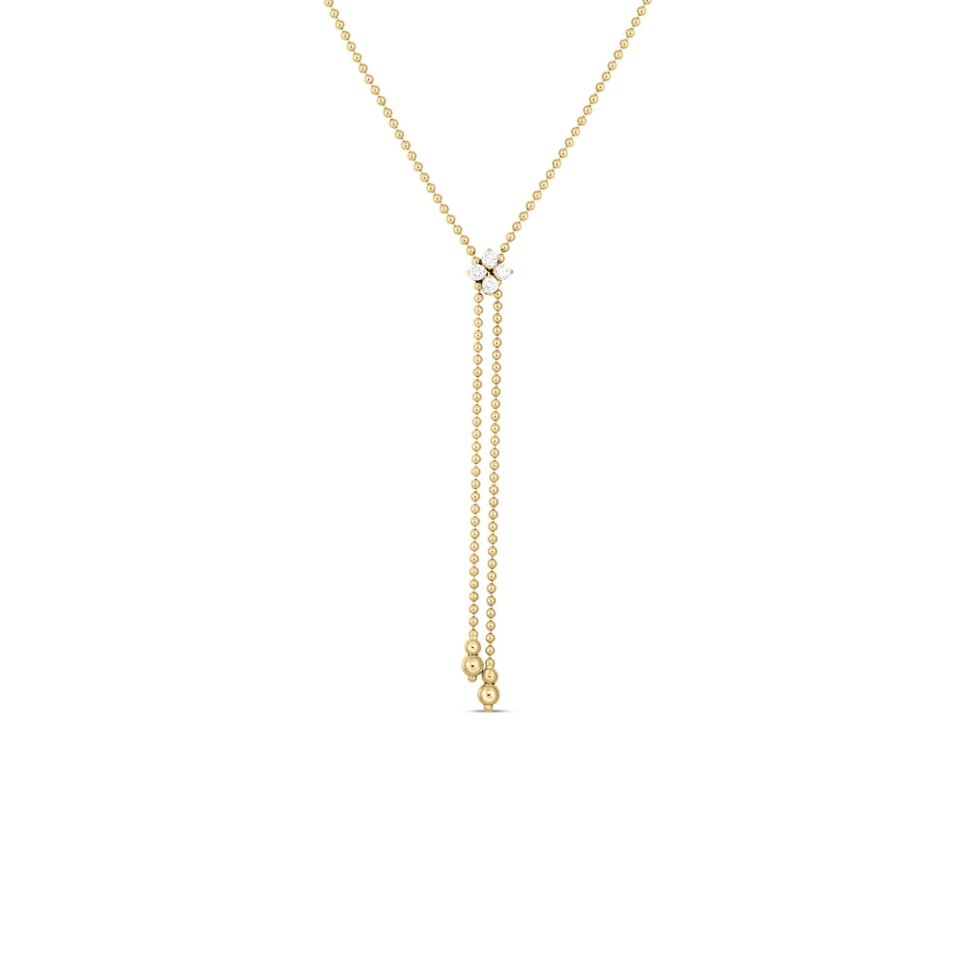 Roberto Coin Necklace Roberto Coin Love in Verona 18K Yellow Gold Diamond Flower Lariat Necklace