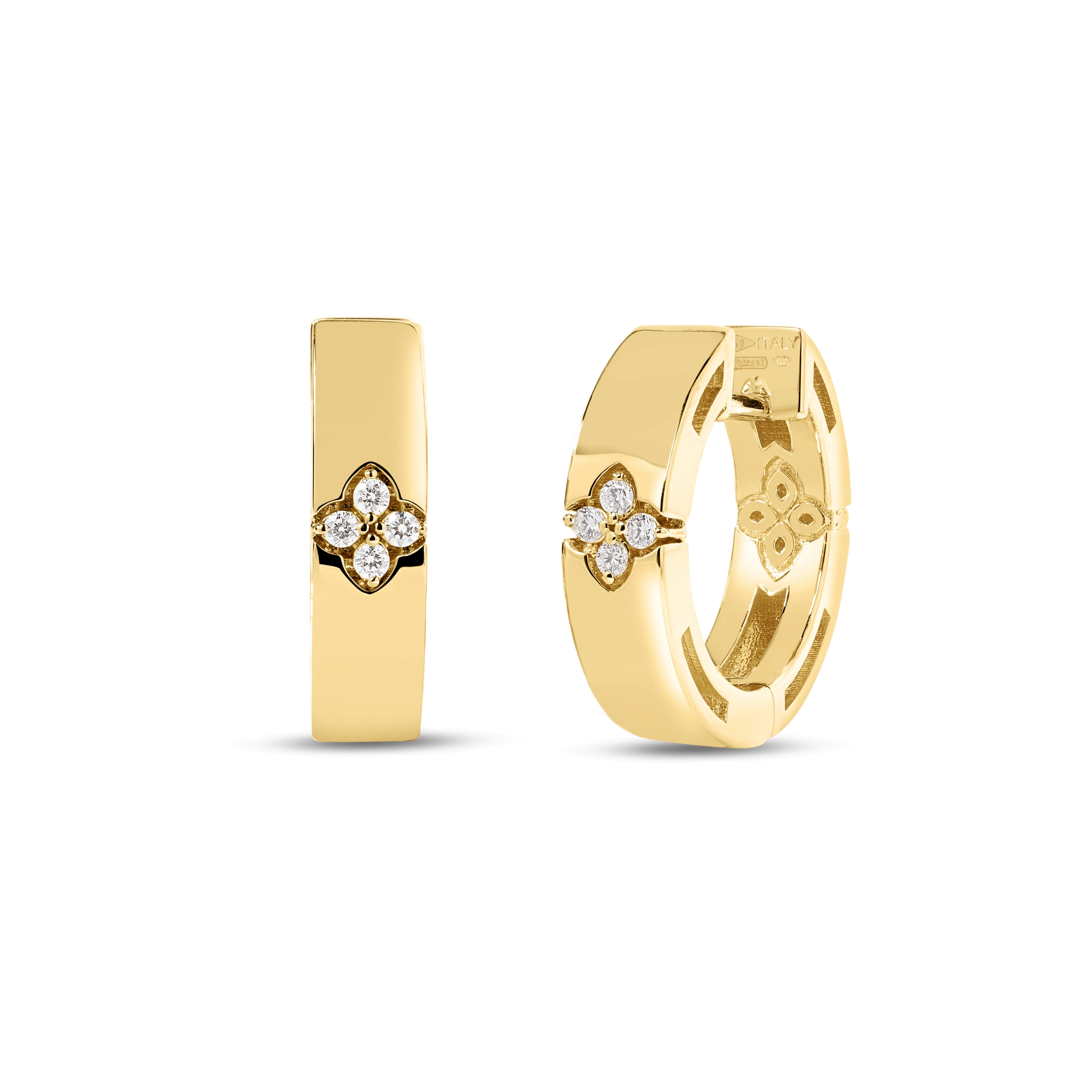 Roberto Coin Earrings Roberto Coin Love in Verona 18K Yellow Gold Diamond Huggie Hoop Earrings