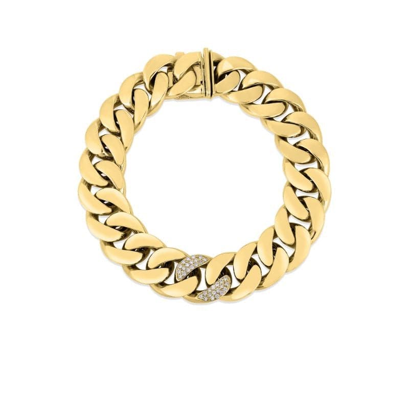 Roberto Coin Bracelet Roberto Coin Oro Classic 18K Yellow Gold Diamond Link Bracelet