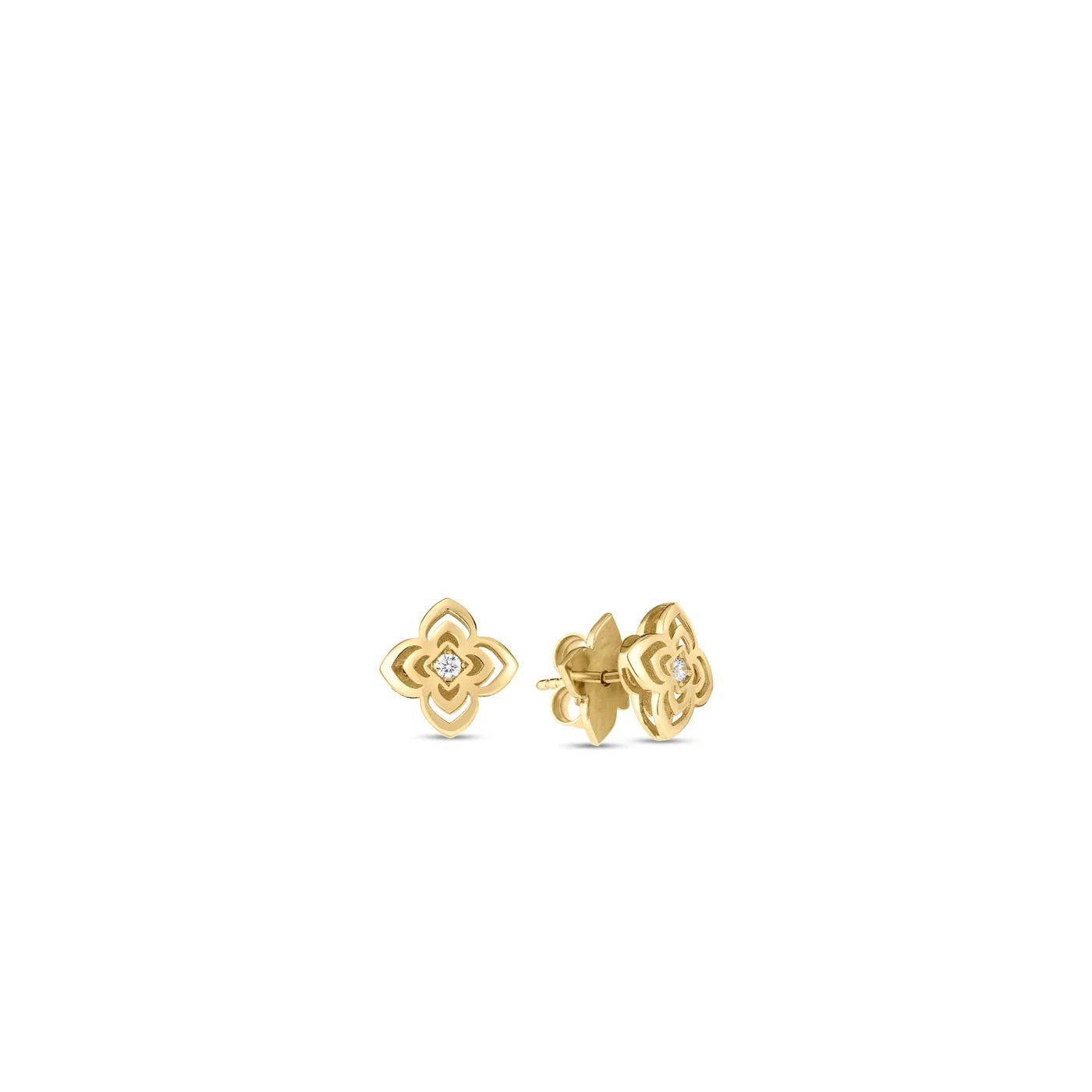 Roberto Coin Earrings Roberto Coin Palazzo Ducale Carnival Small Diamond Flower Stud Earrings - Yellow Gold