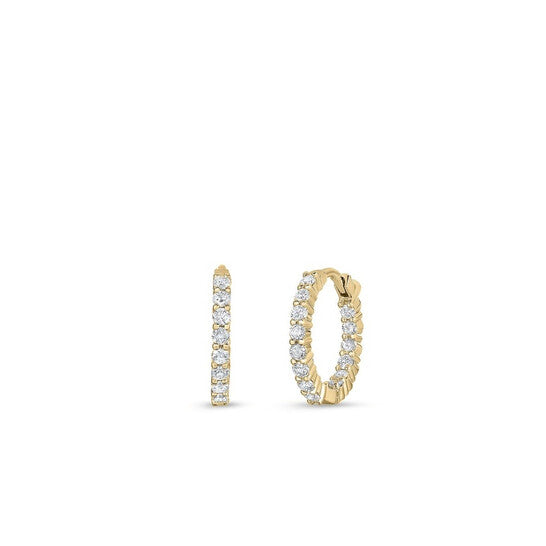 Roberto Coin Earrings Roberto Coin Perfect Diamond Hoop 18k Yellow Gold Inside Out Diamond Hoop Earrings