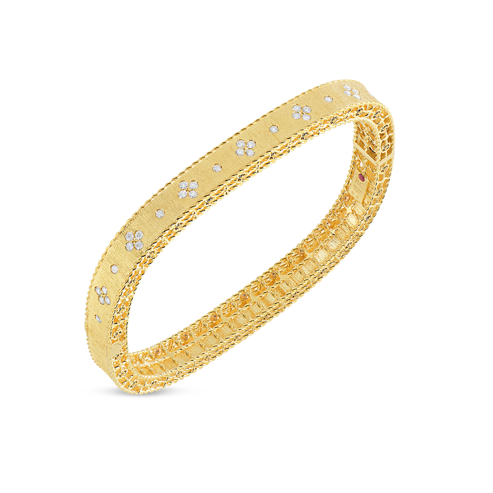 Roberto Coin Bracelet Roberto Coin Princess 18K Yellow Gold Diamond Satin Square Bangle Bracelet