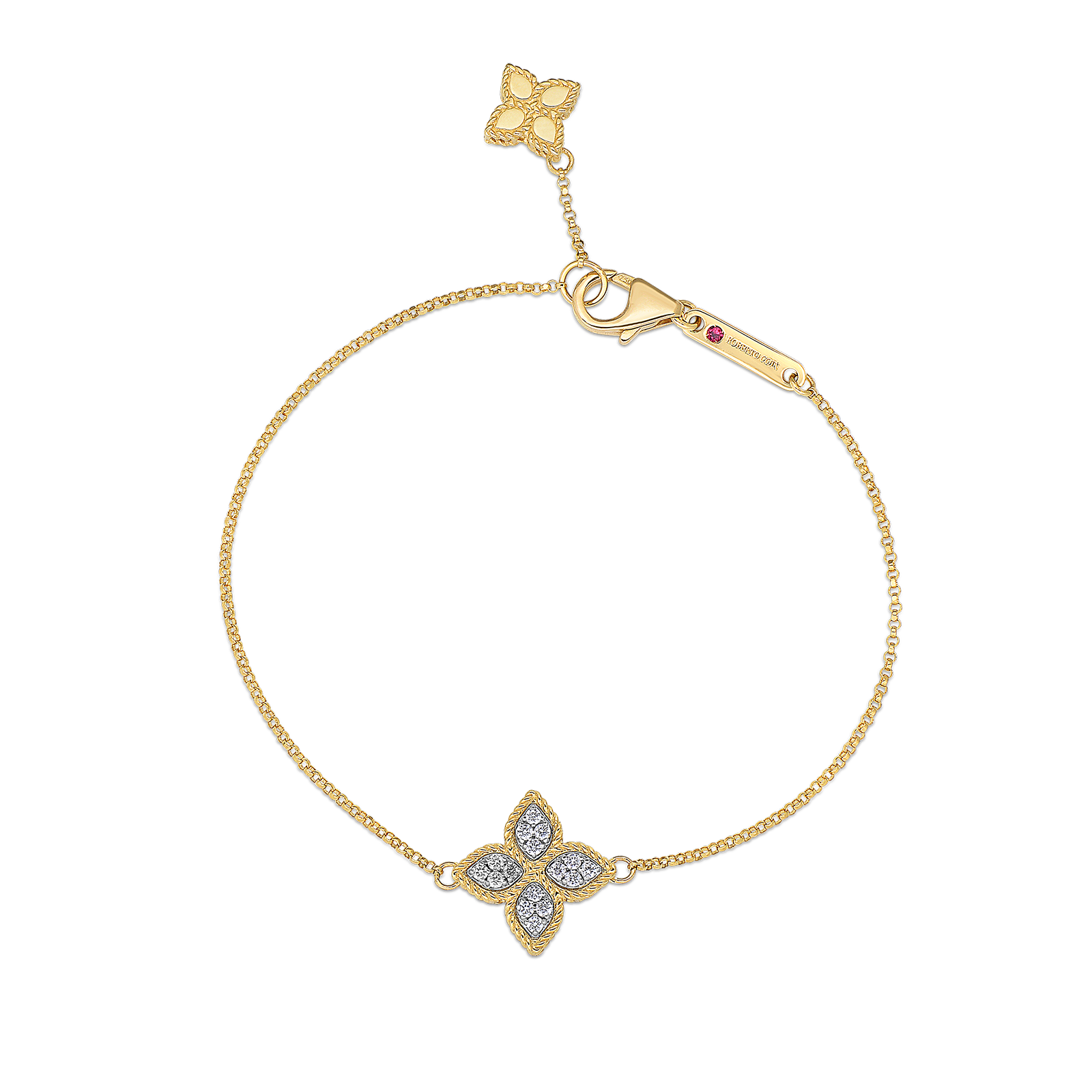 Roberto Coin Bracelet Roberto Coin Princess Flower 18K Yellow Gold Diamond Flower Charm Bracelet