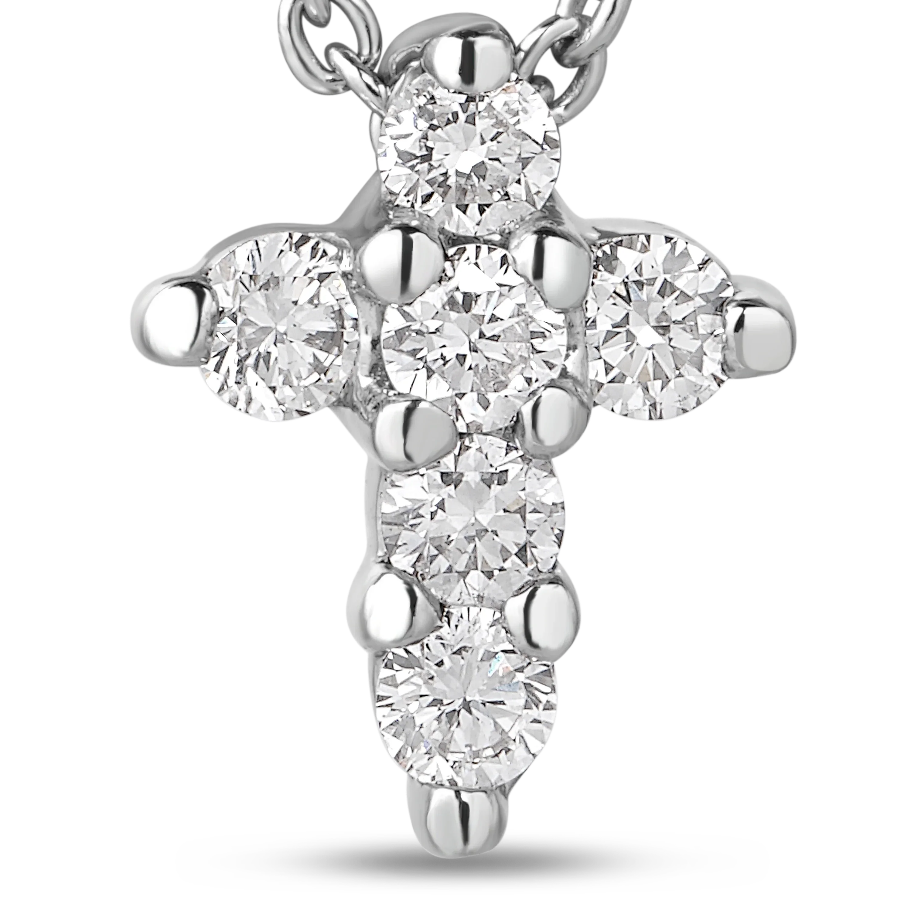 Roberto Coin Necklace Roberto Coin Tiny Treasures 18K White Gold Diamond Baby Cross Necklace