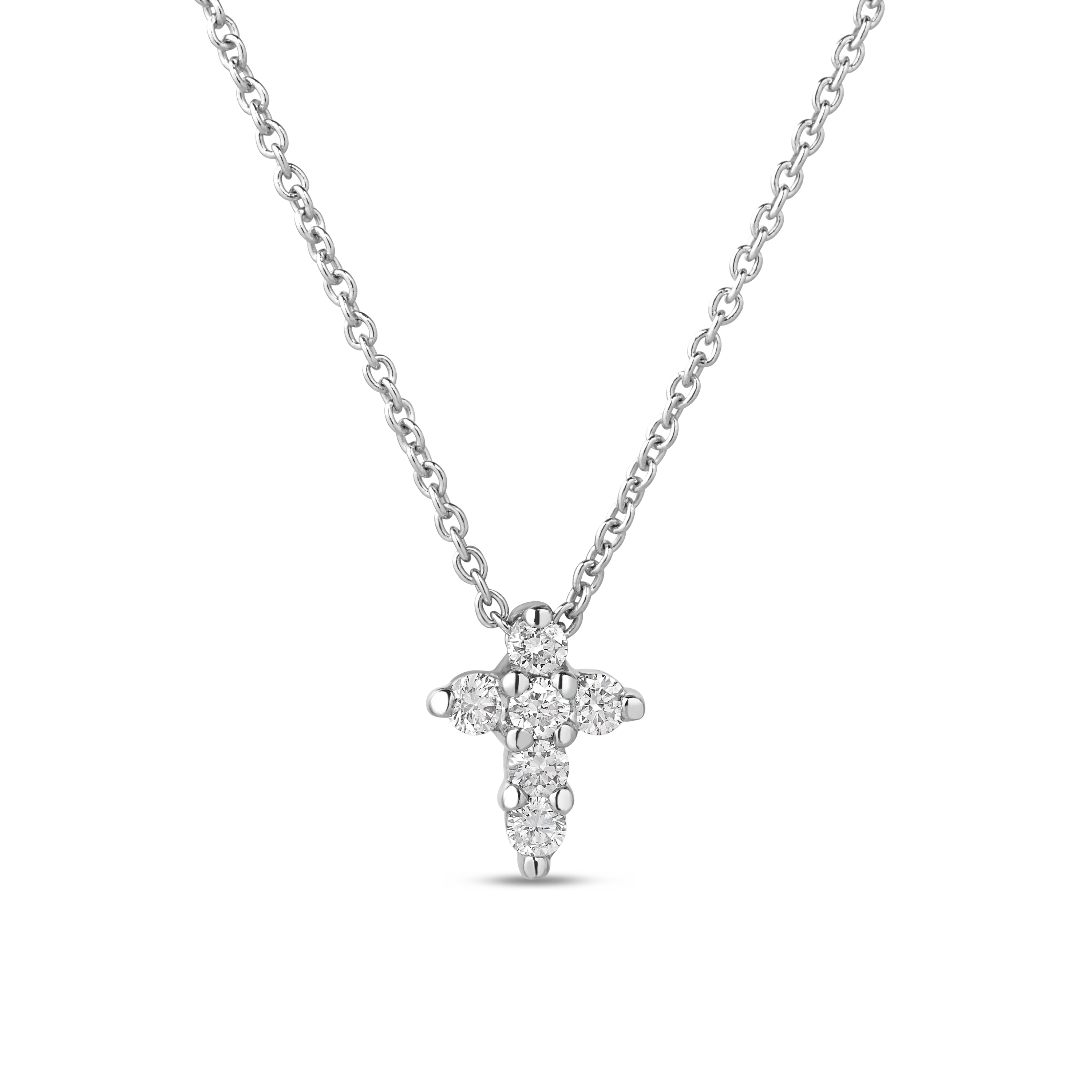 Roberto Coin Necklace Roberto Coin Tiny Treasures 18K White Gold Diamond Baby Cross Necklace