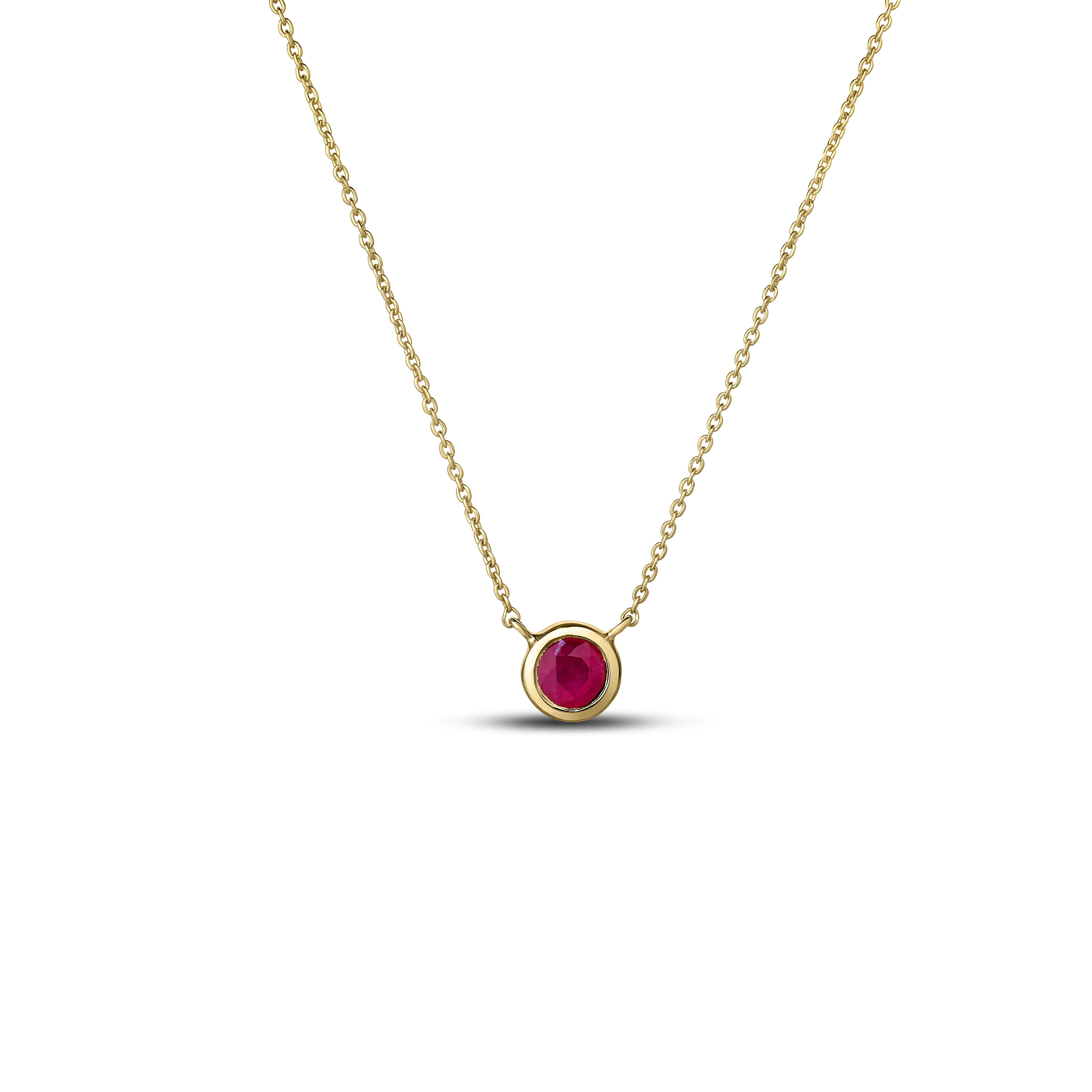 Roberto Coin Necklace Roberto Coin Tiny Treasures 18K Yellow Gold Bezel-Set Ruby Necklace