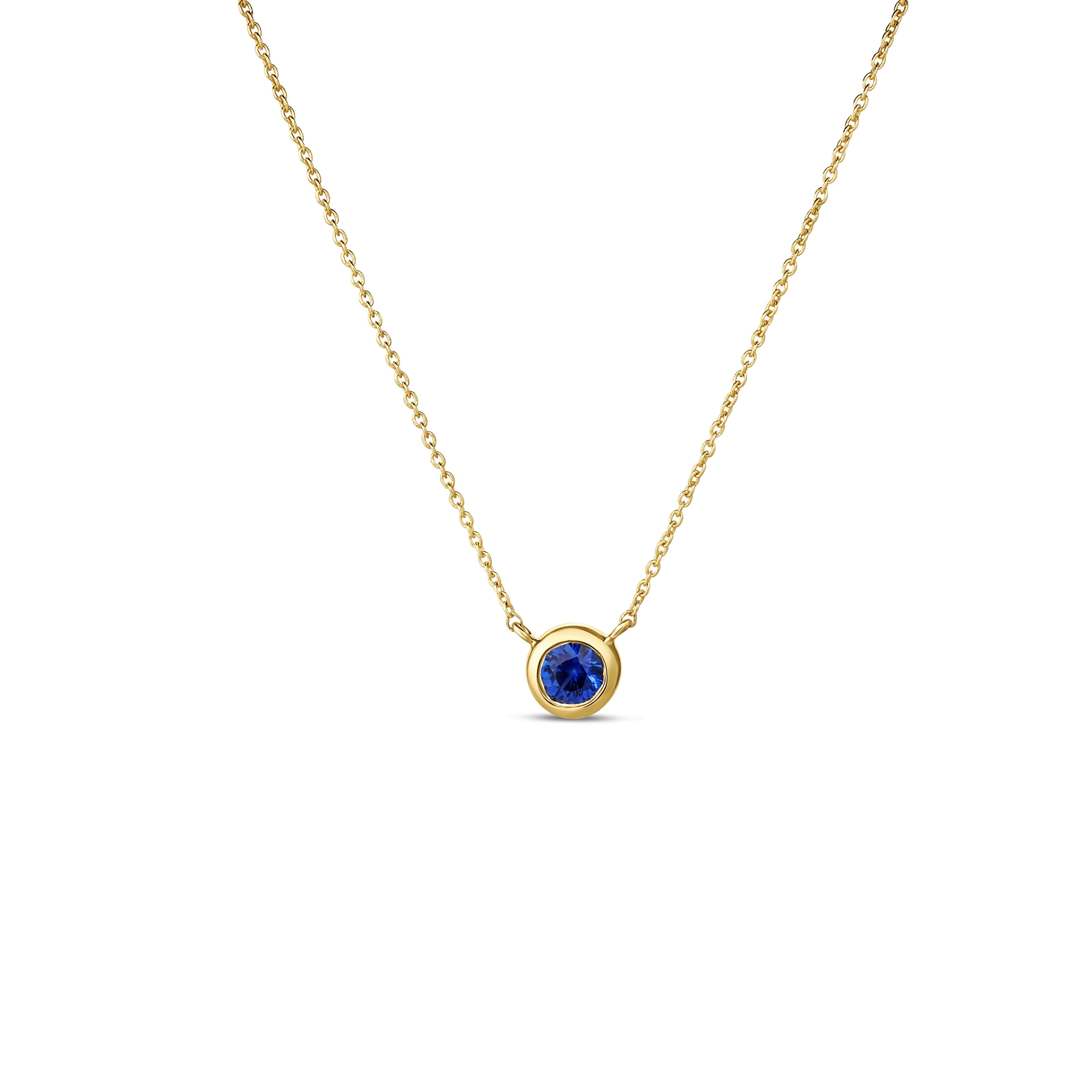 Roberto Coin Necklace Roberto Coin Tiny Treasures 18K Yellow Gold Bezel-Set Sapphire Necklace