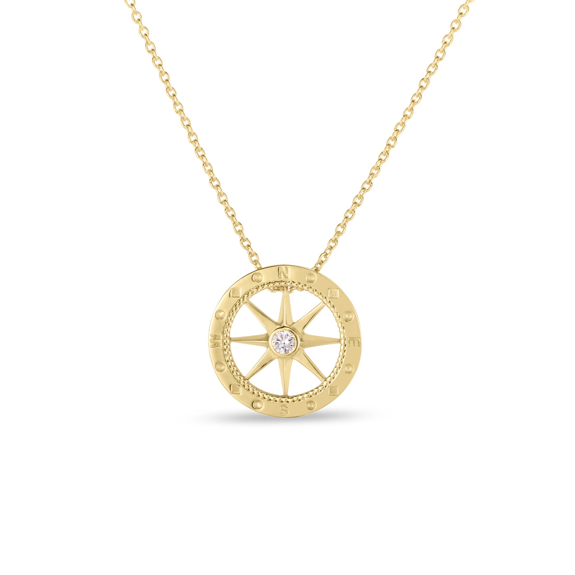 Roberto Coin Necklace Roberto Coin Tiny Treasures 18K Yellow Gold Diamond Compass Necklace