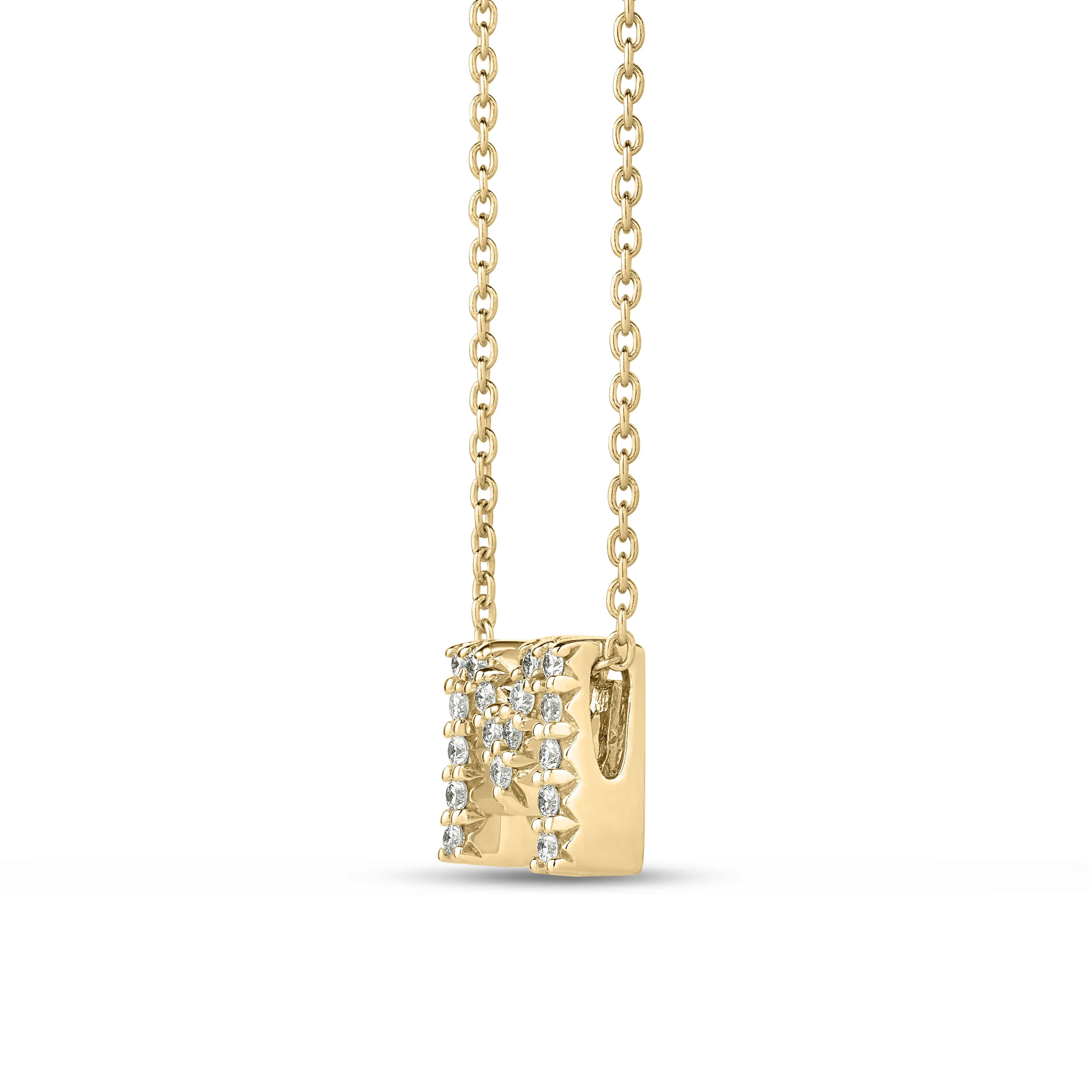 Roberto Coin Necklace Roberto Coin Tiny Treasures 18K Yellow Gold Diamond Love Letter "M" Necklace
