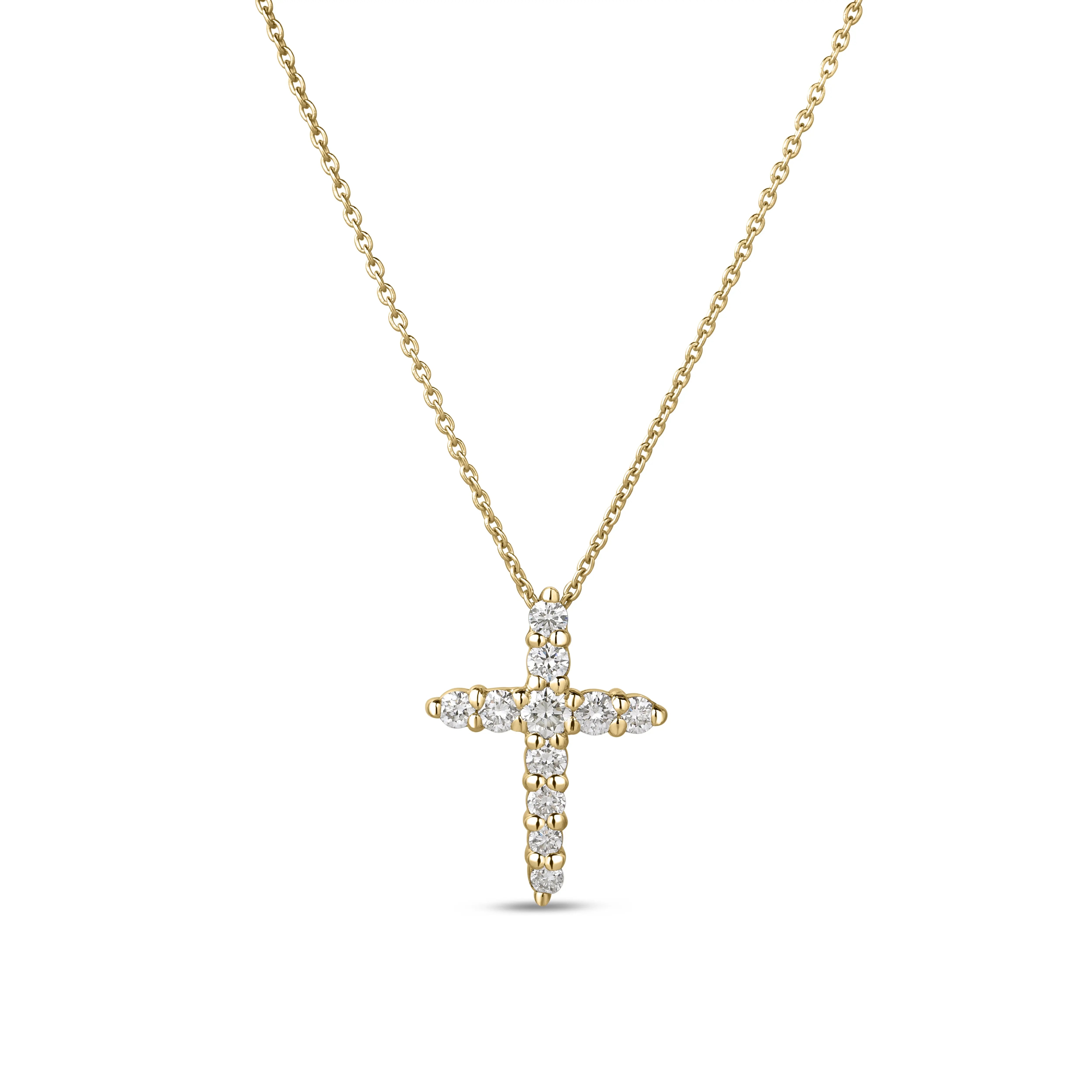 Roberto Coin Necklace Roberto Coin Tiny Treasures 18K Yellow Gold Diamond Tapered Cross Necklace