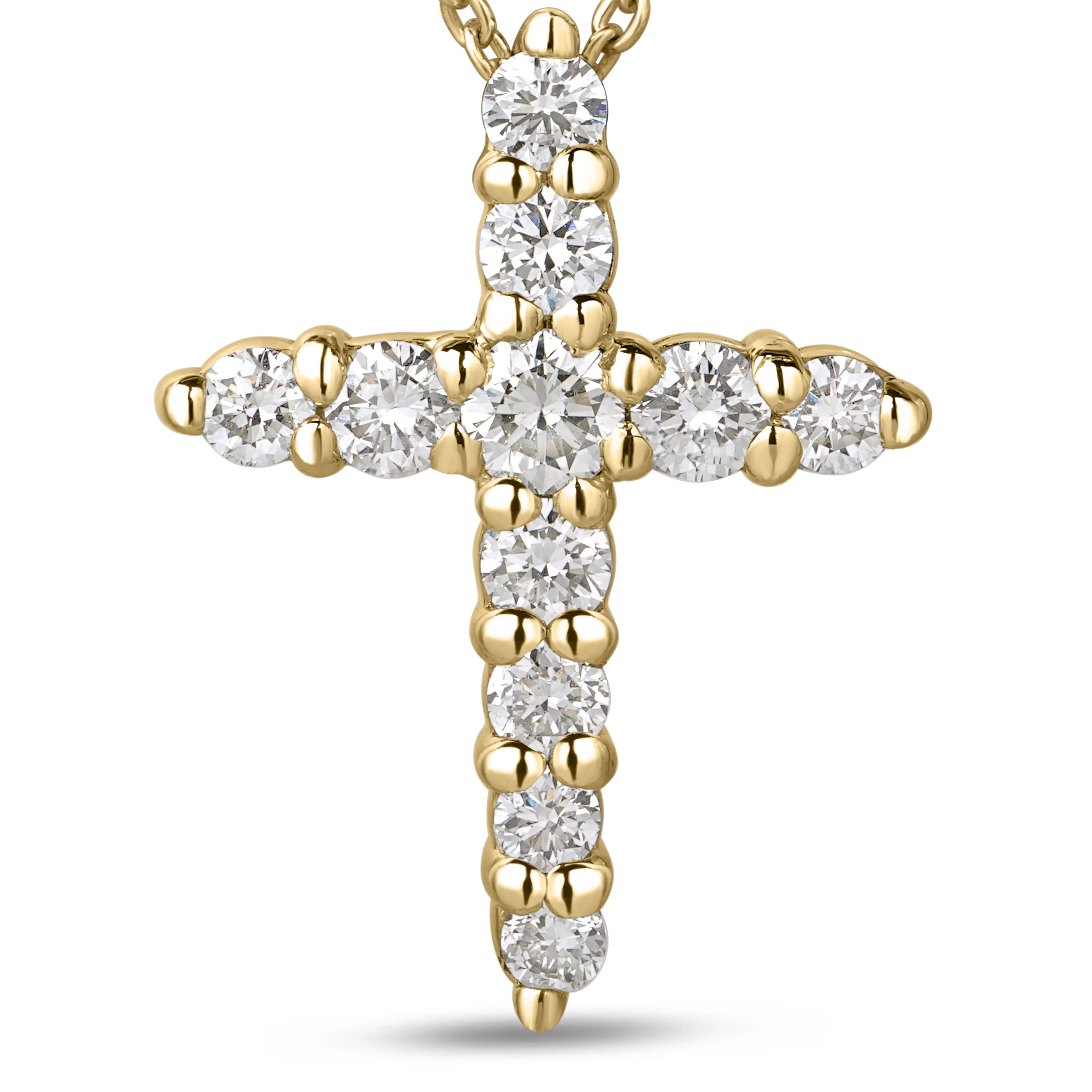Roberto Coin Necklace Roberto Coin Tiny Treasures 18K Yellow Gold Diamond Tapered Cross Necklace