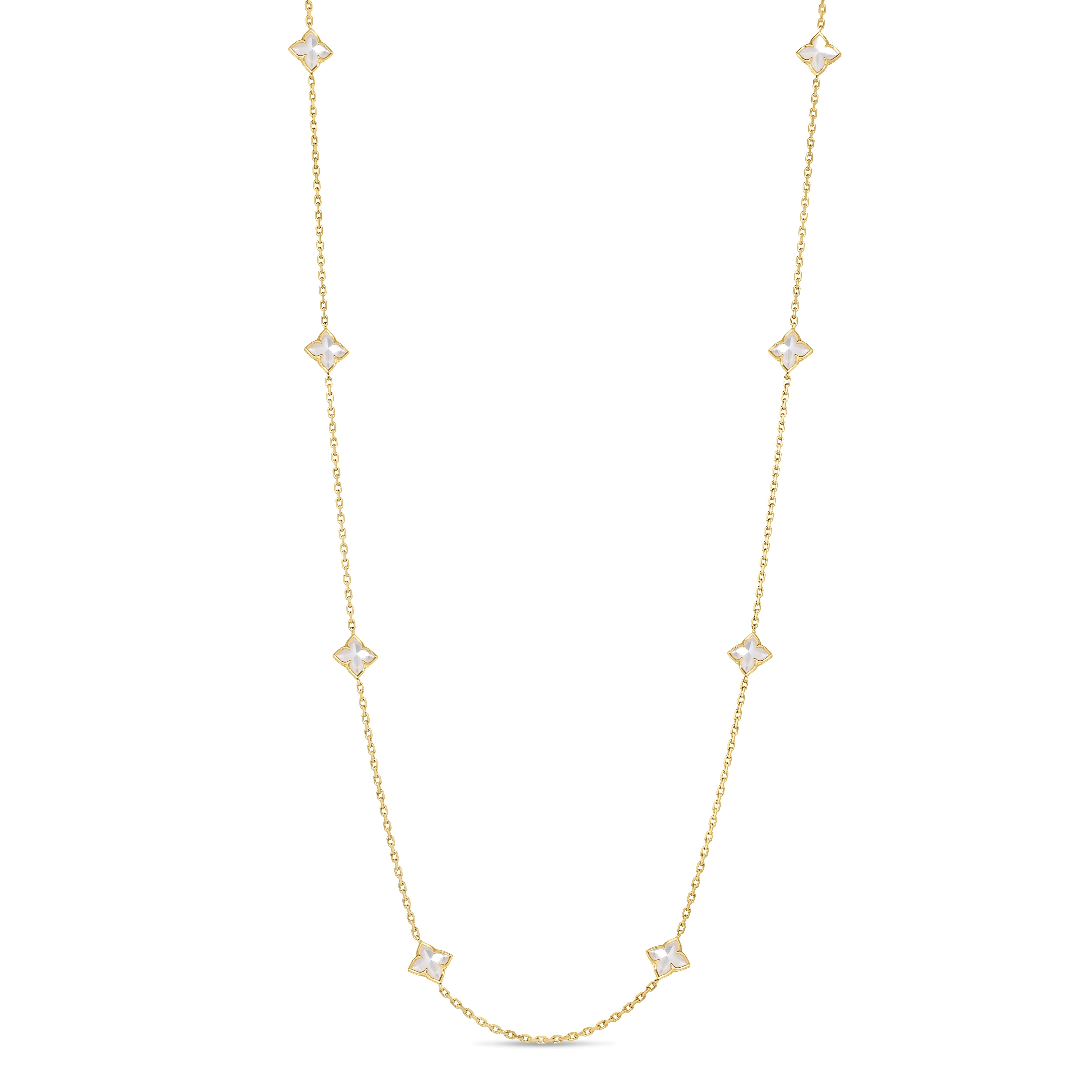 Roberto Coin Necklace Roberto Coin Venetian Princess Carnival 18K Yellow Gold Mother of Pearl Flower Station Necklace, 36"