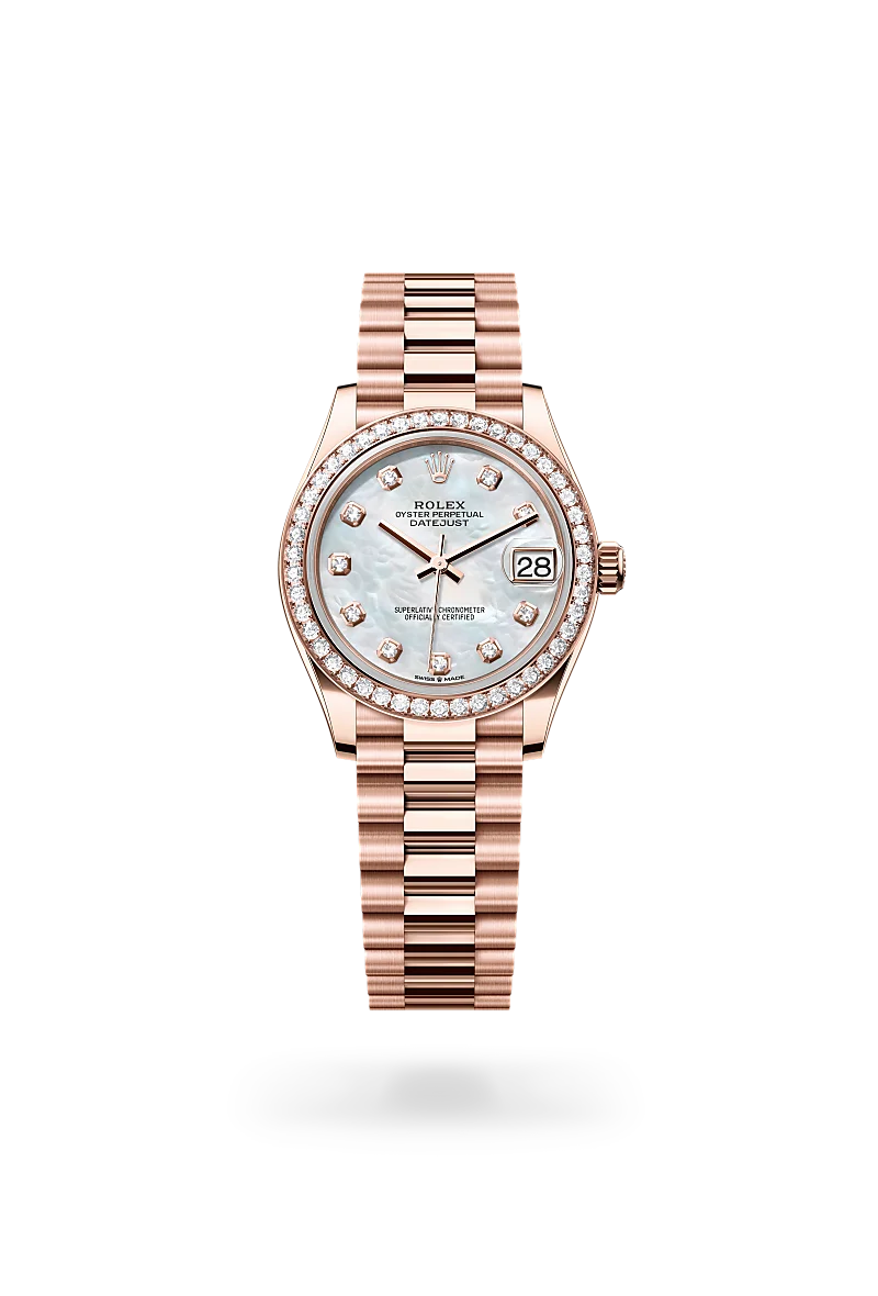 Rolex  Datejust 31 in Oyster, 31 mm, Everose gold and diamonds