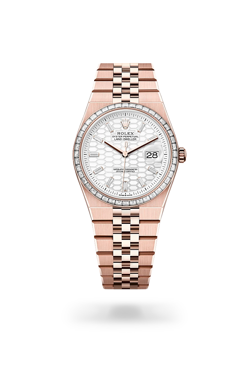 Rolex  Land-Dweller 36 in Oyster, 36 mm, Everose gold and diamonds