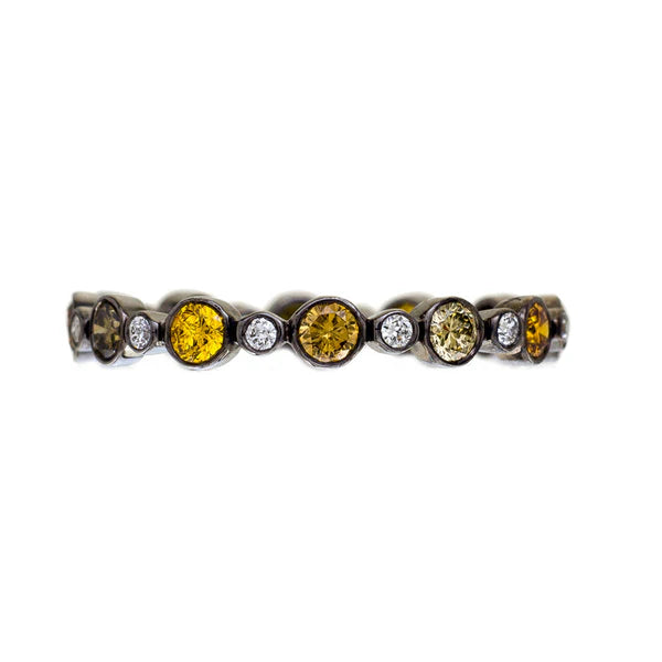 Sethi Couture Wedding Band Sethi Couture 18K White Gold Aurelia Multi-Color Diamond Band with Black Rhodium