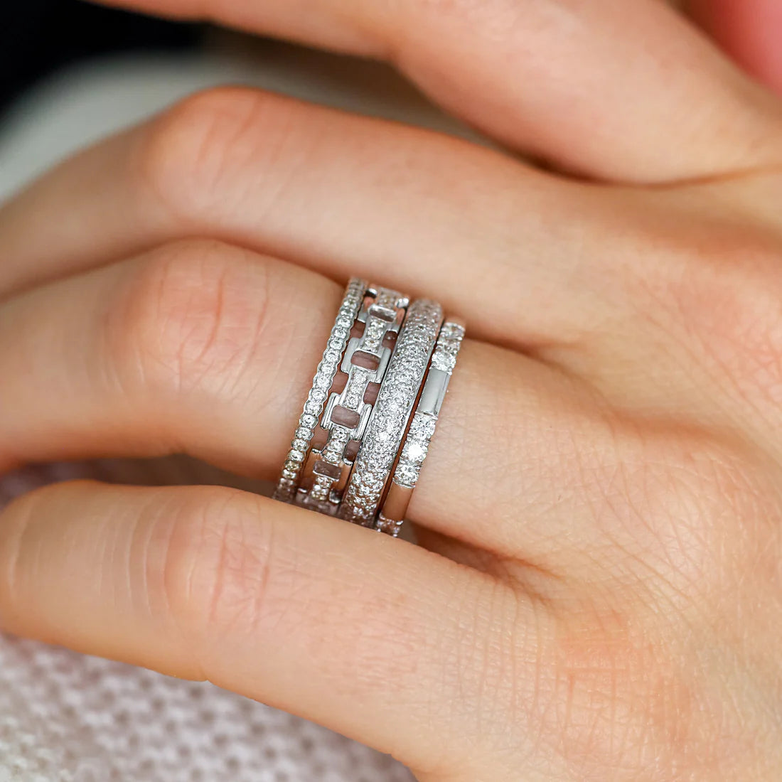 Sethi Couture Wedding Band Sethi Couture 18k White Gold Cesta White Diamond Eternity Band - Size 7