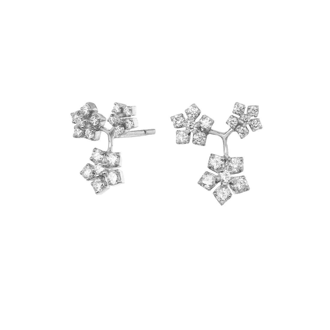 Sethi Couture Earrings Sethi Couture 18K White Gold Enchanted Garden Trio Flower Diamond Stud Earrings