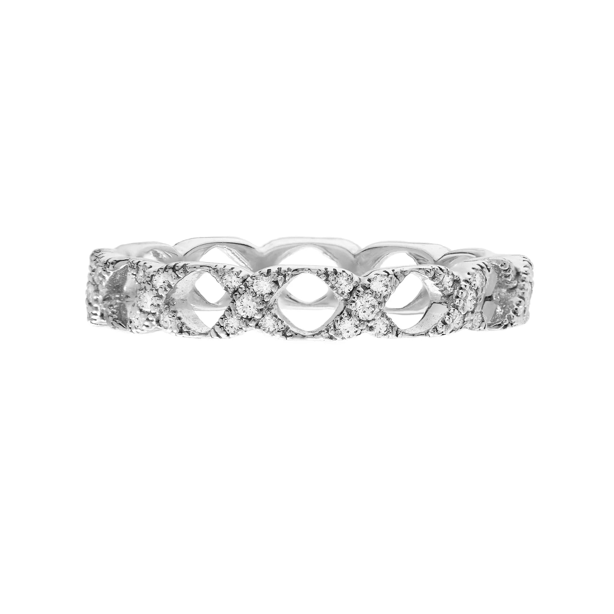 Sethi Couture Wedding Band Sethi Couture 18k White Gold Lattice Diamond Eternity Band - Size 7
