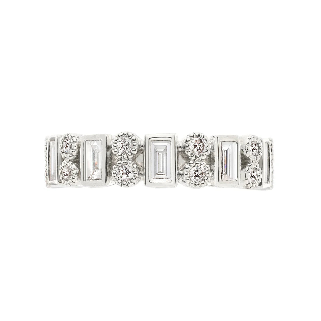 Sethi Couture Wedding Band Sethi Couture 18k White Gold Modern Heritage Diamond Eternity Band - Size 6.5