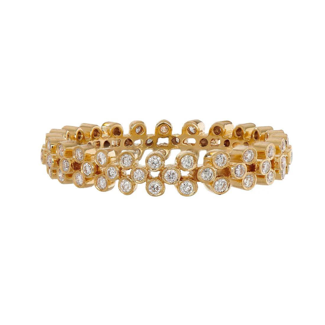 Sethi Couture Wedding Band Sethi Couture 18K Yellow Gold Clover Round Diamond Eternity Band - Size 6.5
