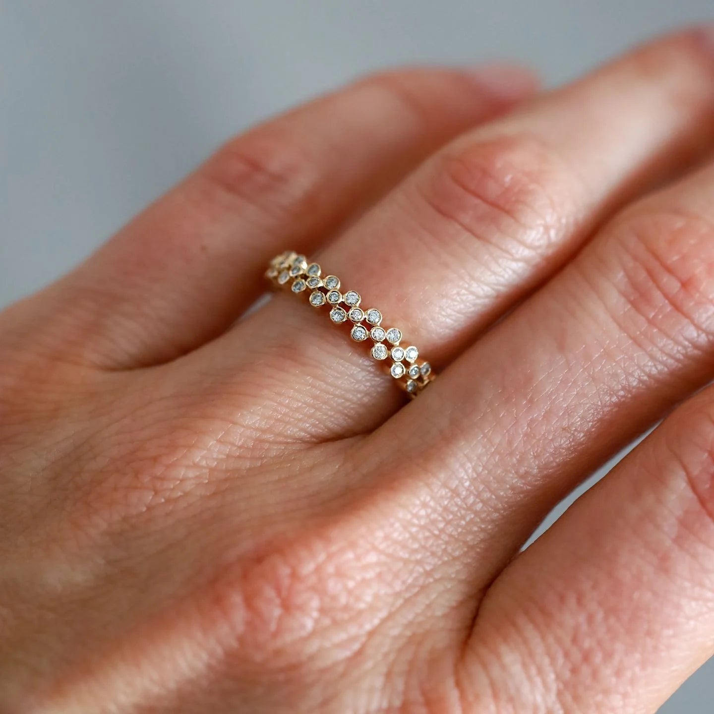 Sethi Couture Wedding Band Sethi Couture 18K Yellow Gold Clover White Diamond Eternity Band - Size 6