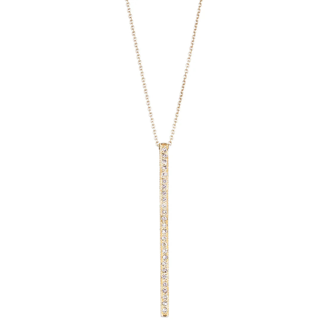 Sethi Couture Necklaces and Pendants Sethi Couture 18K Yellow Gold Diamond Bar Pendant Necklace