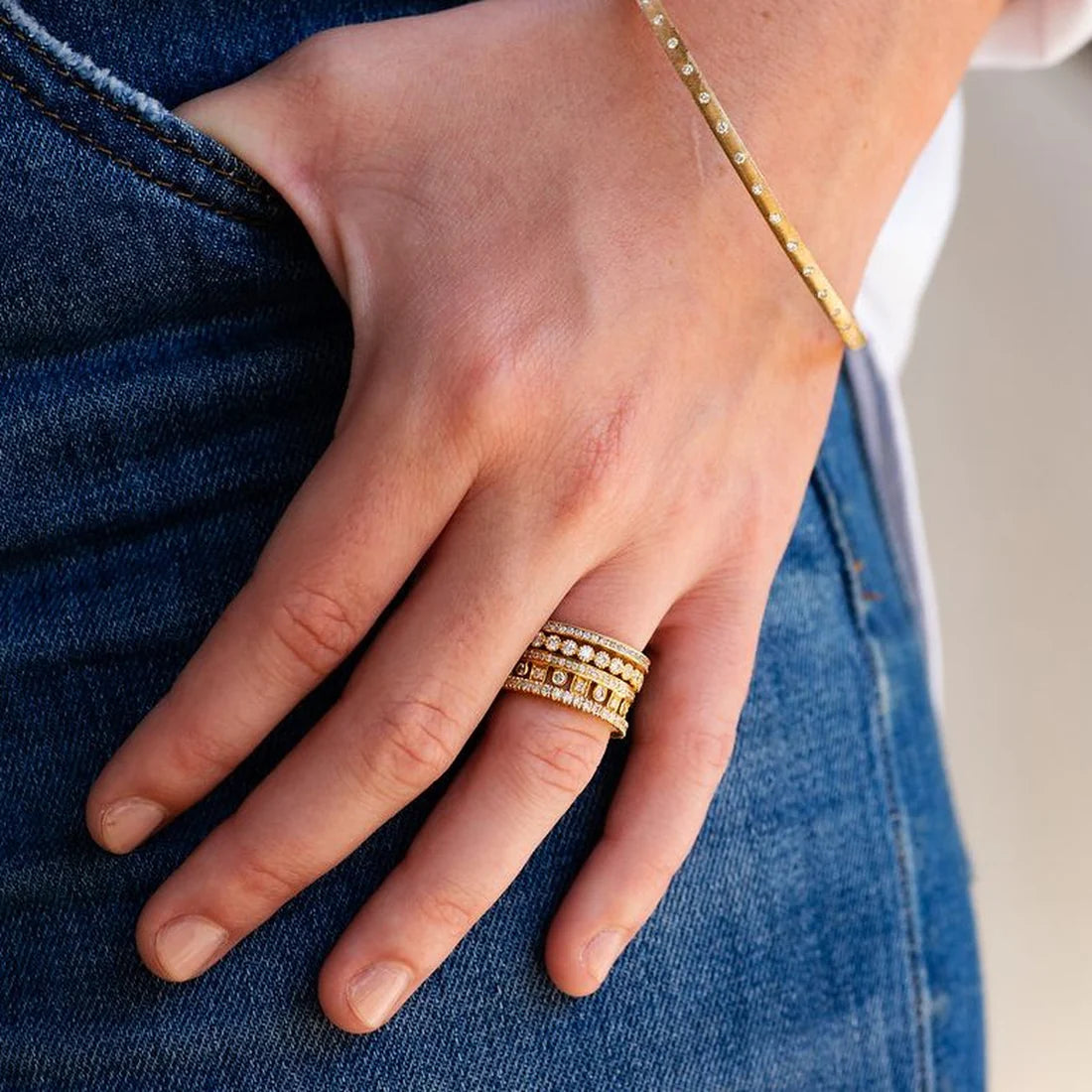 Sethi Couture Wedding Band Sethi Couture 18K Yellow Gold Diamond Bezel Eternity Band - Size 6.5