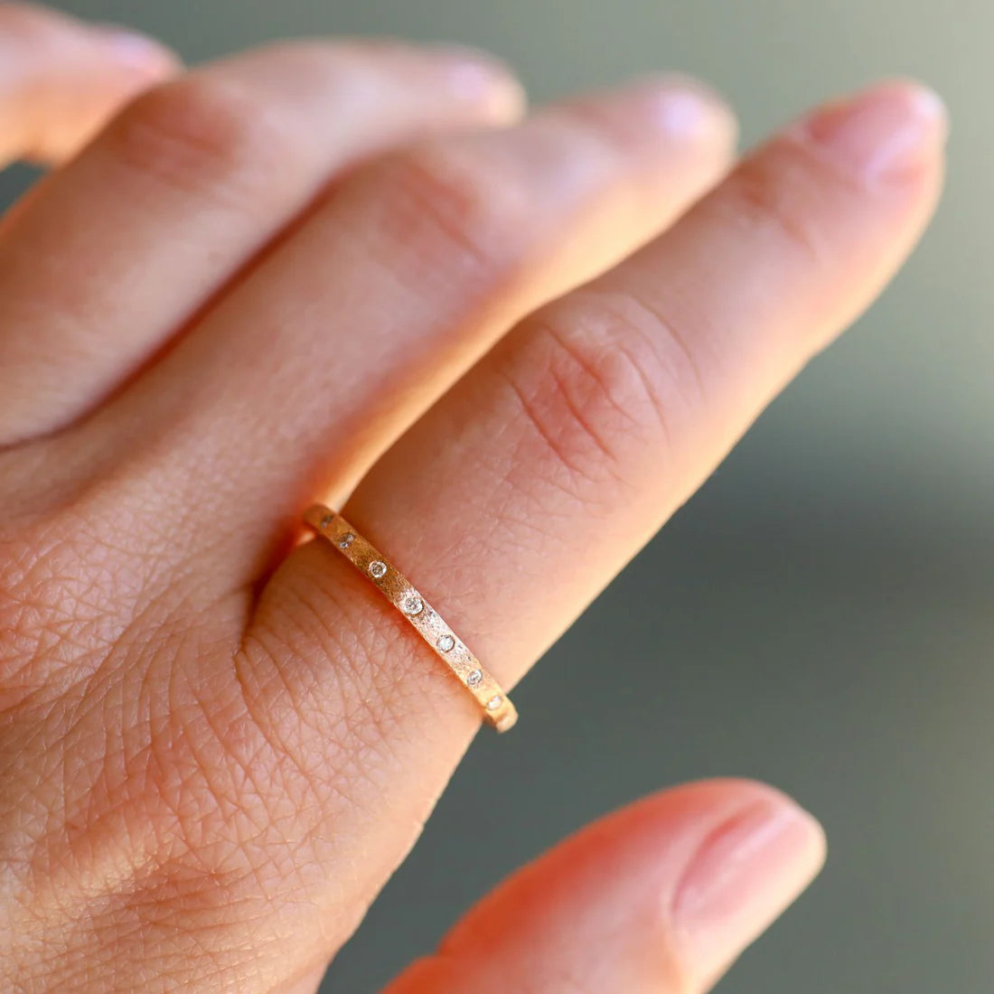 Sethi Couture Wedding Band Sethi Couture 18K Yellow Gold Dunes Narrow Diamond Eternity Band - Size 6