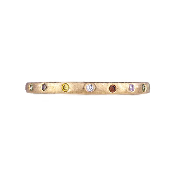 Sethi Couture Wedding Band Sethi Couture 18K Yellow Gold Dunes Narrow Multi-Color Diamond Band