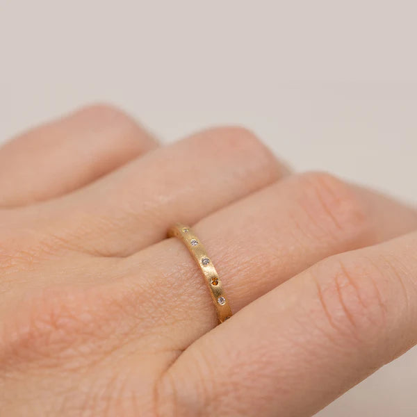 Sethi Couture Wedding Band Sethi Couture 18K Yellow Gold Dunes Narrow Multi-Color Diamond Band