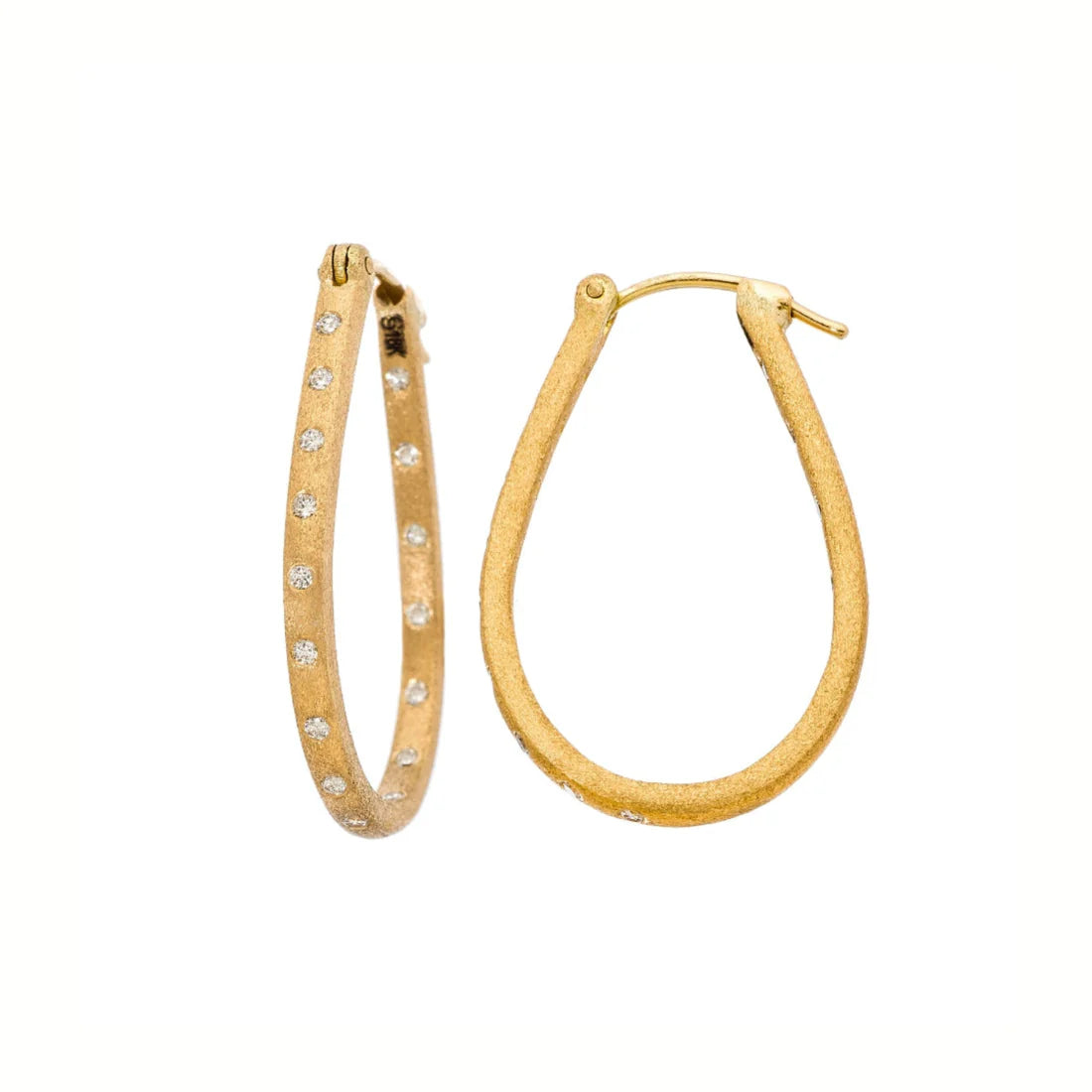 Sethi Couture Earrings Sethi Couture 18K Yellow Gold Dunes White Diamond Oval Hoops