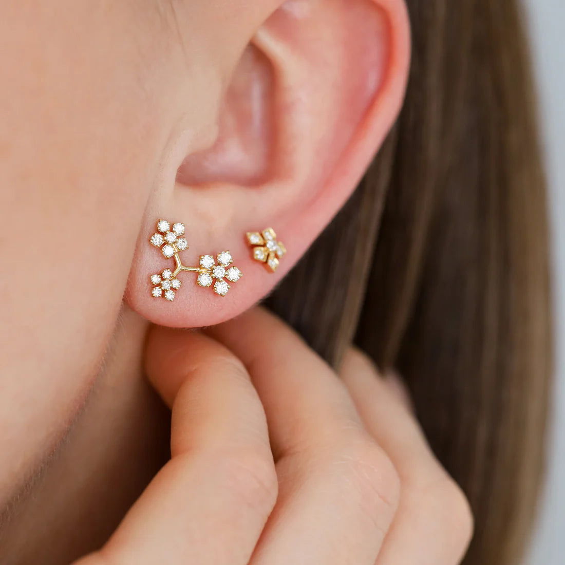 Sethi Couture Earrings Sethi Couture 18K Yellow Gold Enchanted Garden Flower Diamond Stud Earrings