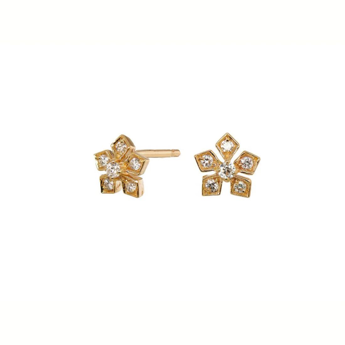 Sethi Couture Earrings Sethi Couture 18K Yellow Gold Enchanted Garden Flower Diamond Stud Earrings