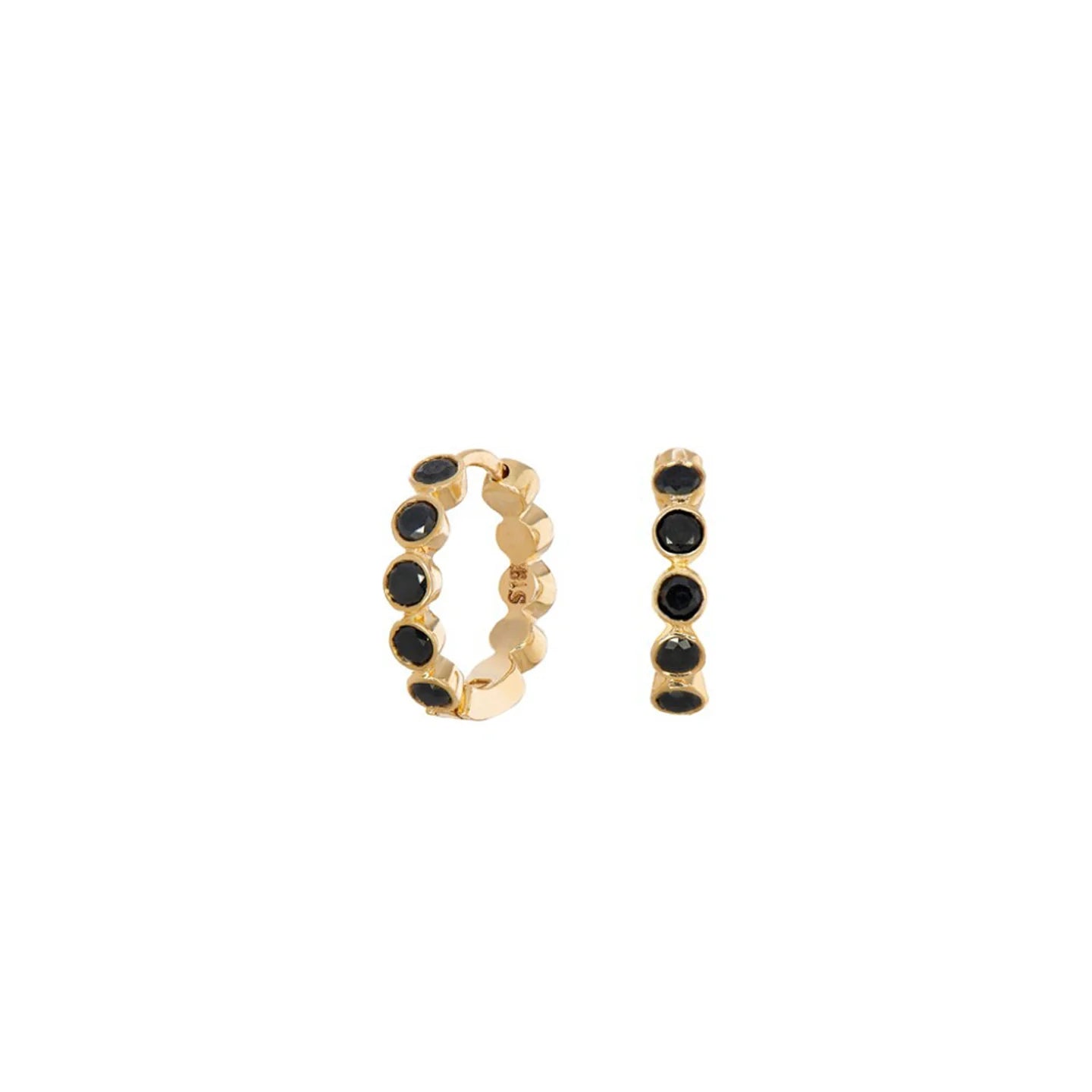 Sethi Couture Earrings Sethi Couture 18K Yellow Gold Modern Bezel Black Diamond Huggies